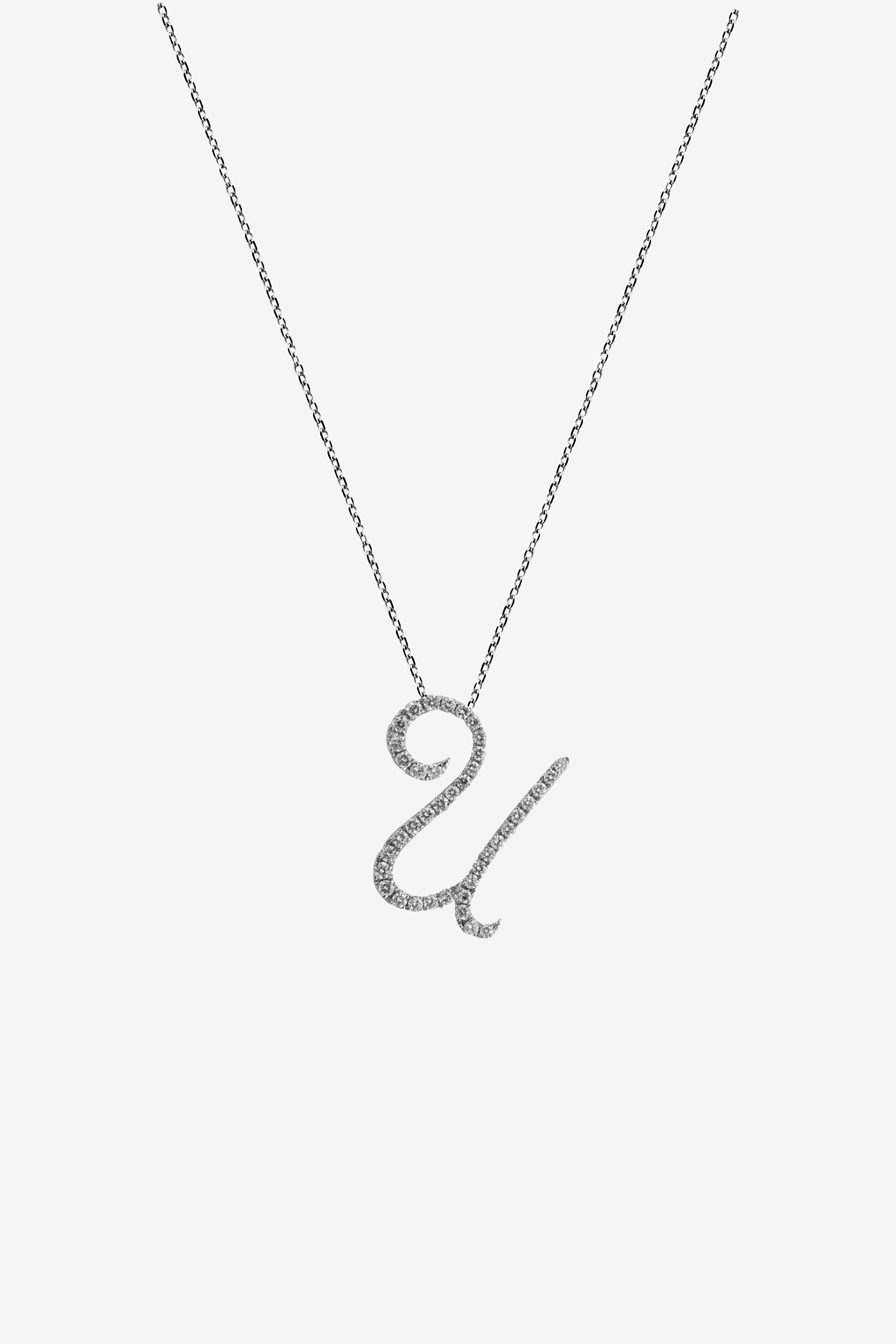 Pavé Initial Pendant – U