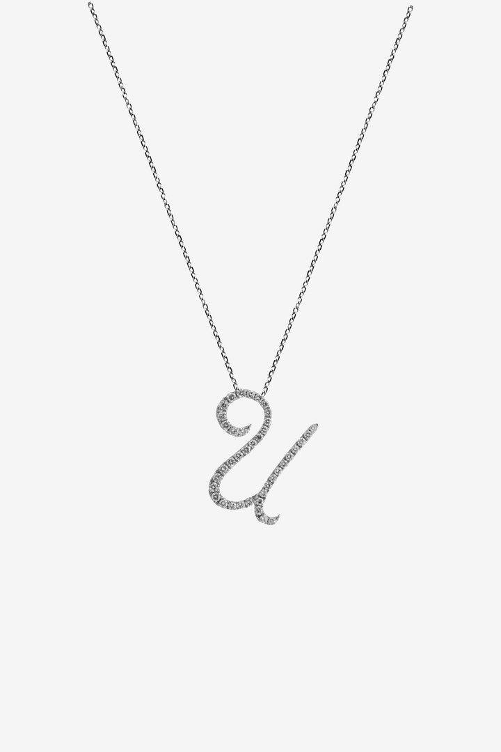 Pavé Initial Pendant – U