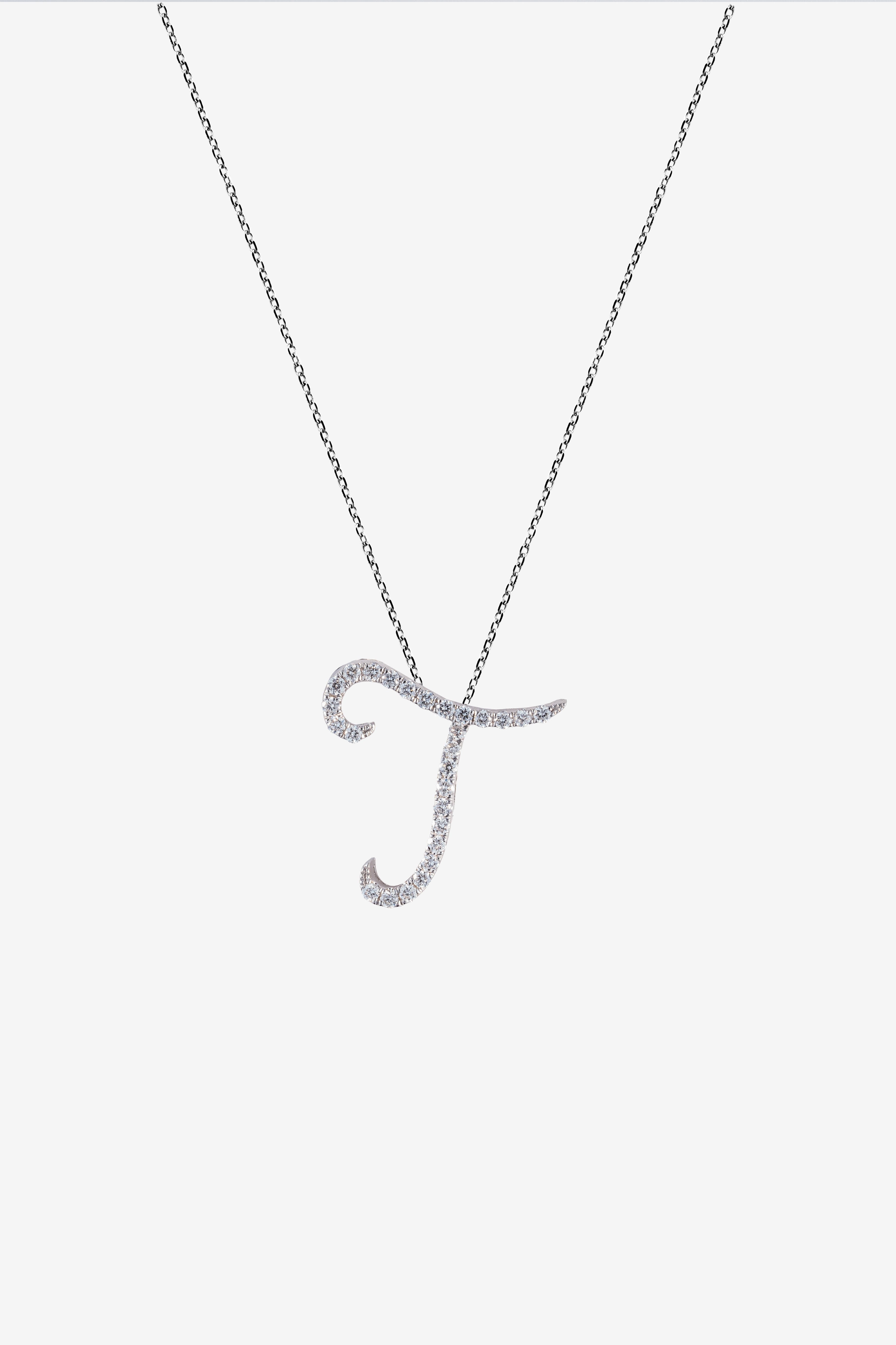 Pavé Initial Pendant – T