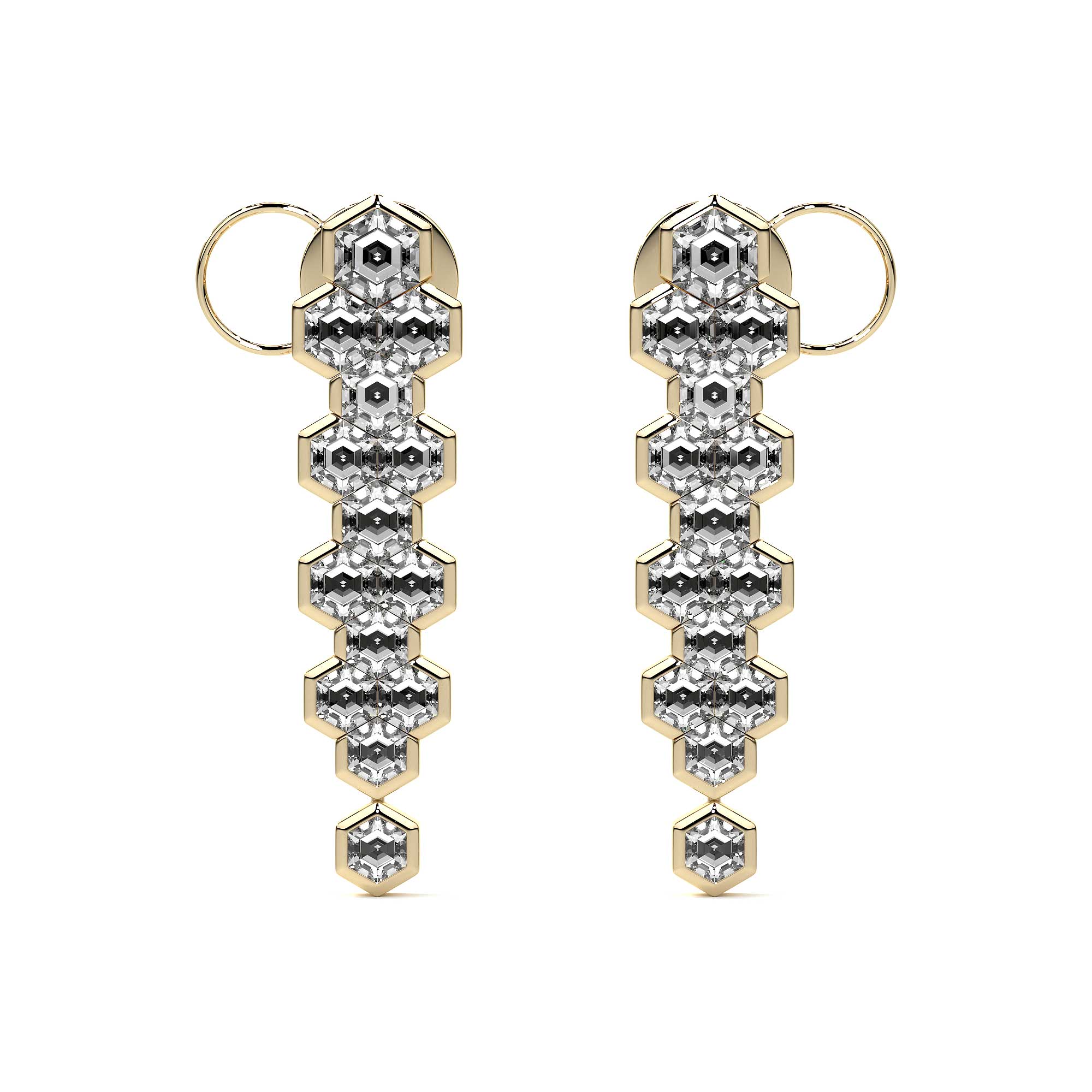 Hexa Hive Diamond Drop Earrings