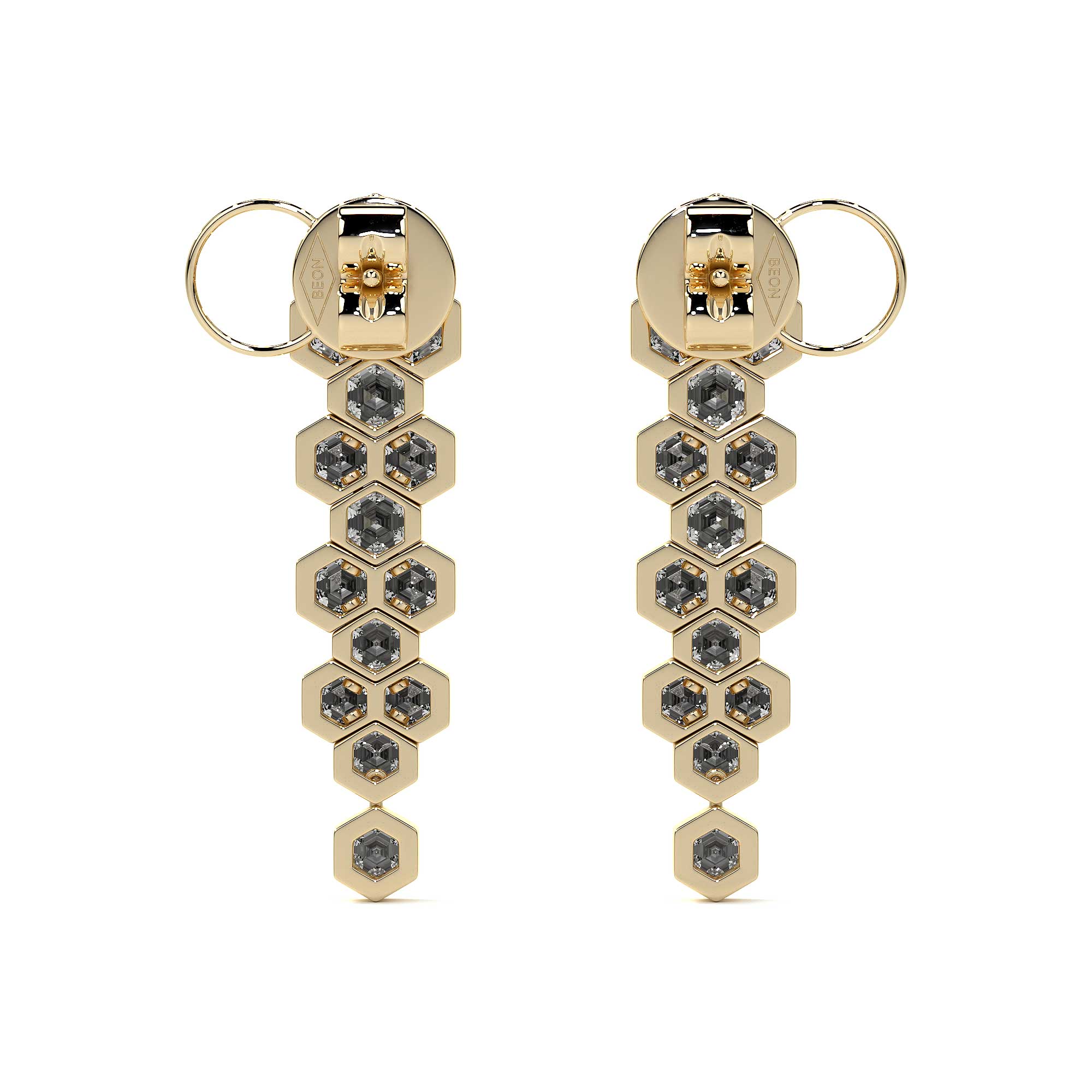 Hexa Hive Diamond Drop Earrings