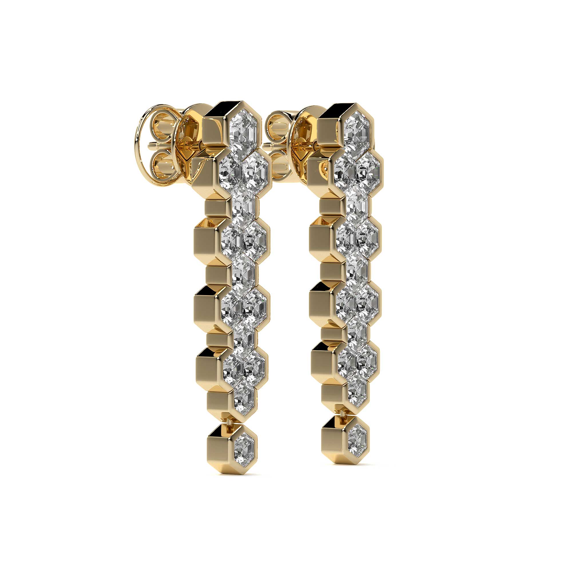Hexa Hive Diamond Drop Earrings