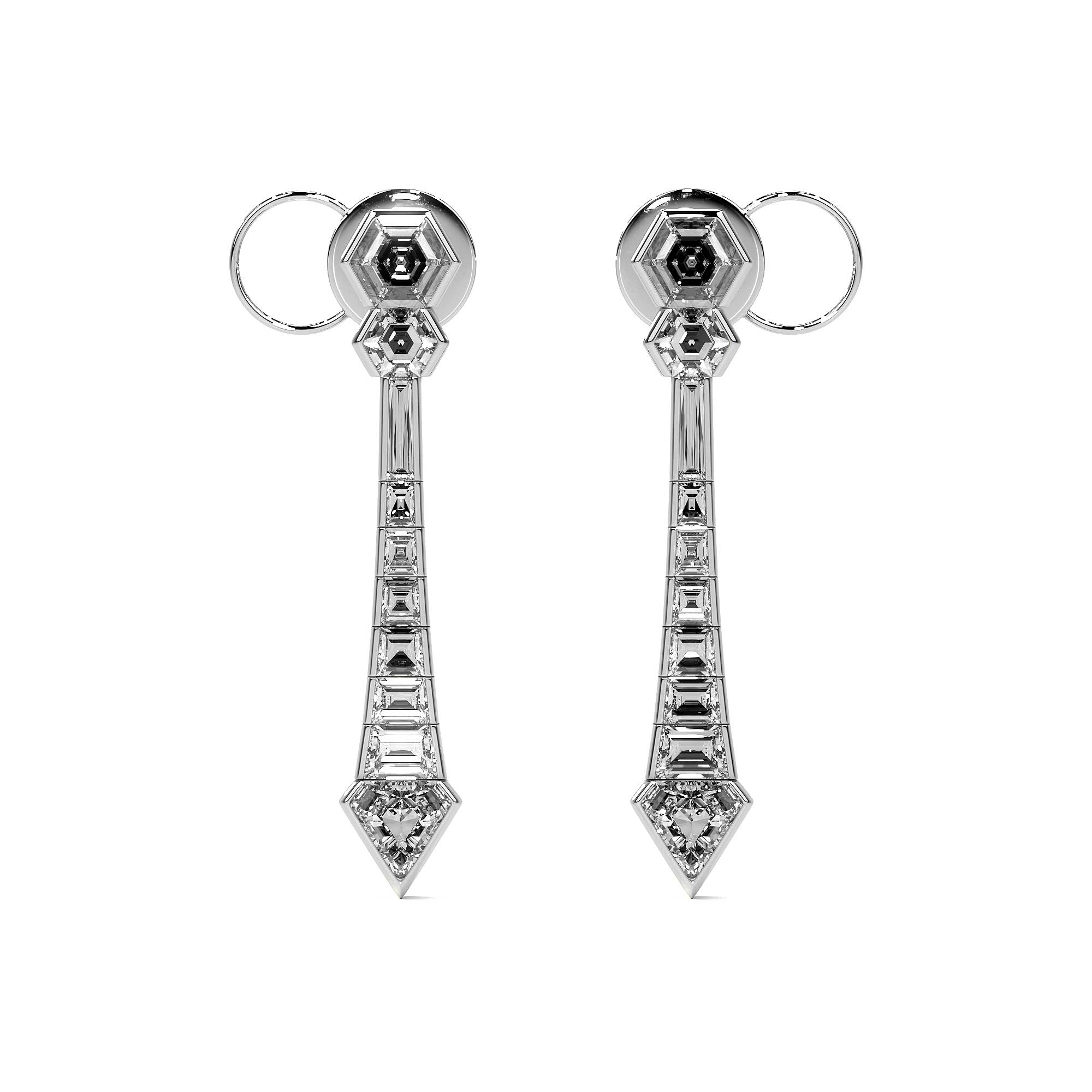 Hexa Apex Diamond Drop Earrings