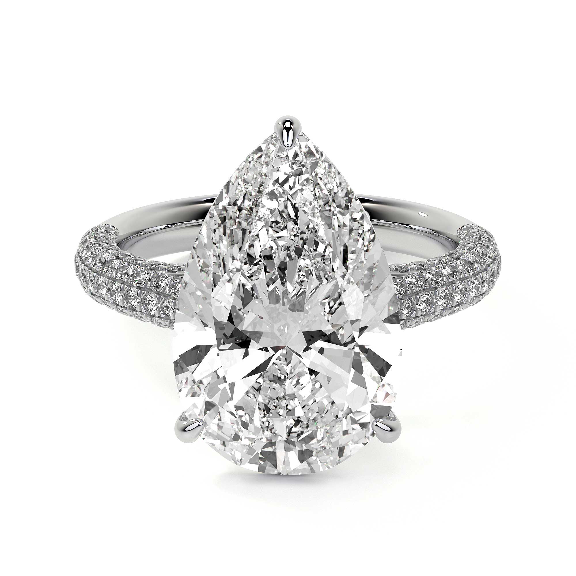 Elizabeth Crown Pear Diamond Ring