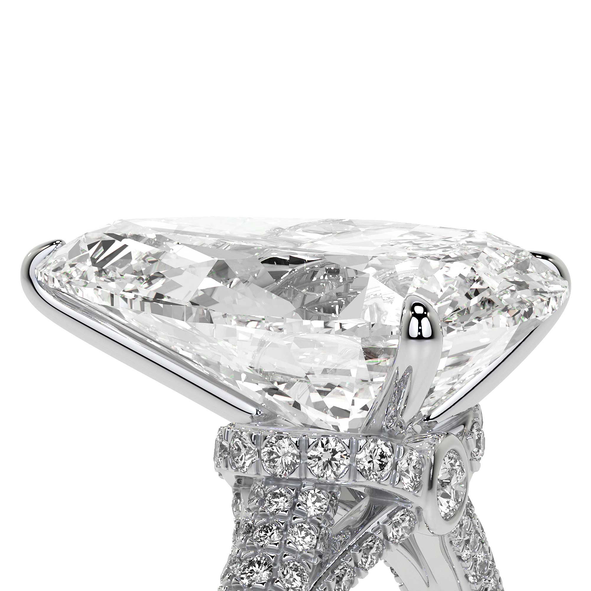 Elizabeth Crown Pear Diamond Ring
