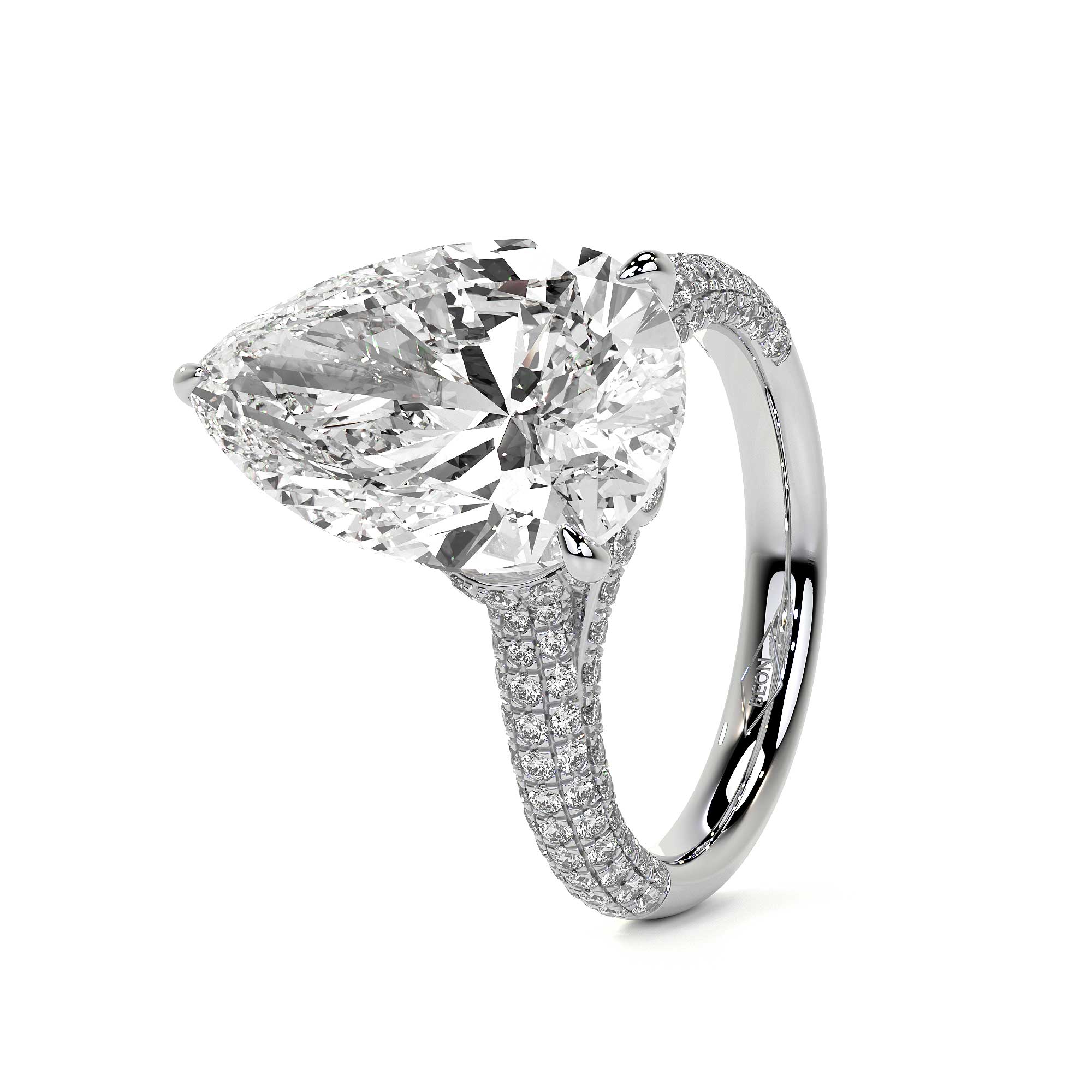 Elizabeth Crown Pear Diamond Ring
