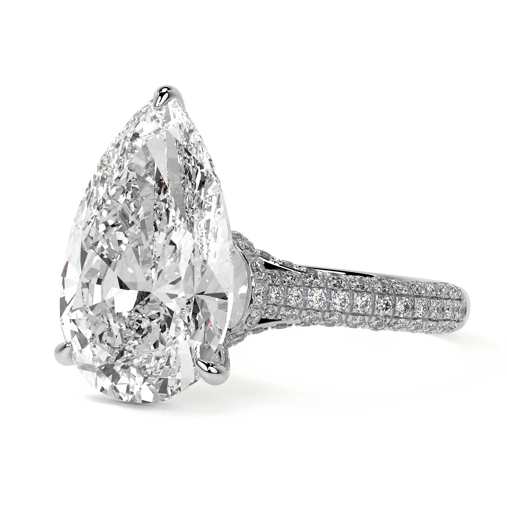 Elizabeth Crown Pear Diamond Ring