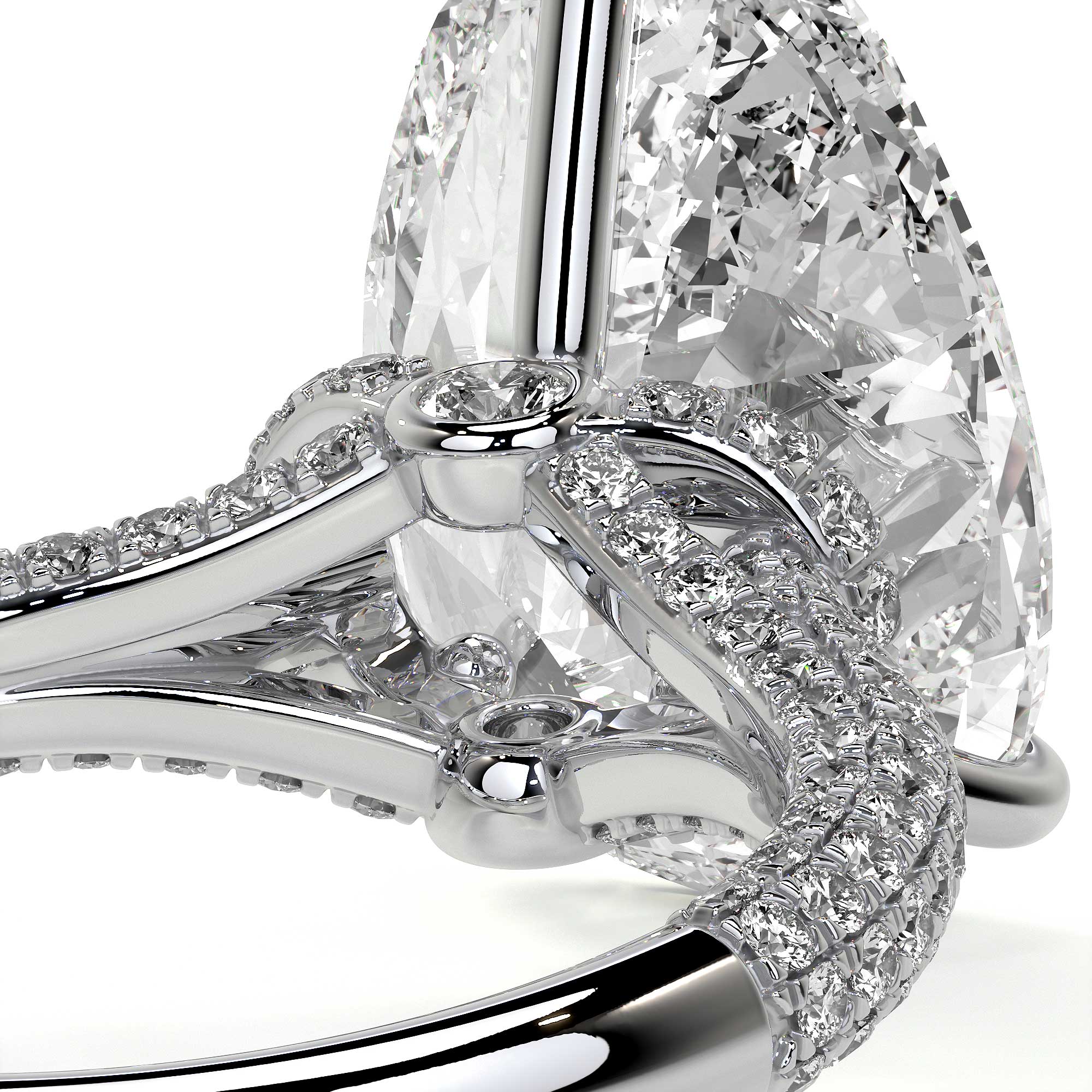 Elizabeth Crown Pear Diamond Ring