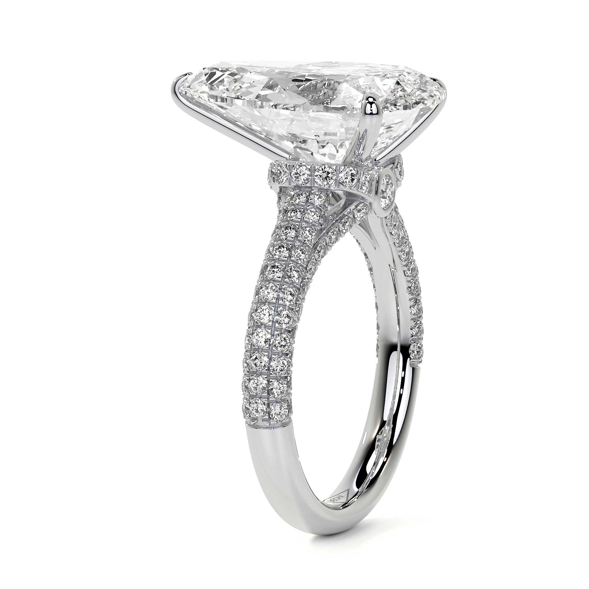 Elizabeth Crown Pear Diamond Ring