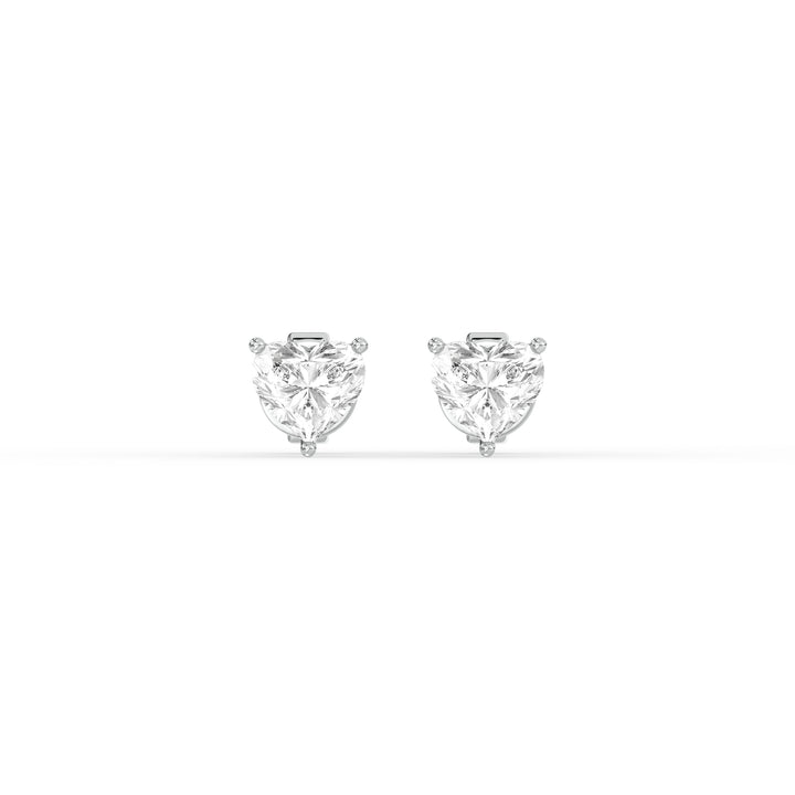 HEART DIAMOND PLATINUM EAR STUDS - ( 0.8CT) featuring exquisite heart-shaped diamonds set in platinum.