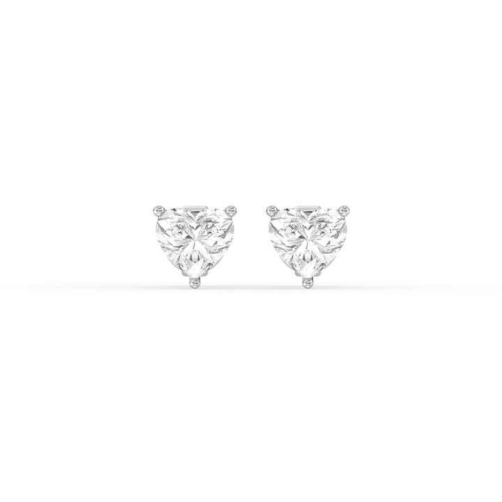 HEART DIAMOND PLATINUM EAR STUDS - ( 1CT) with exquisite heart-shaped diamonds in classic prong setting.