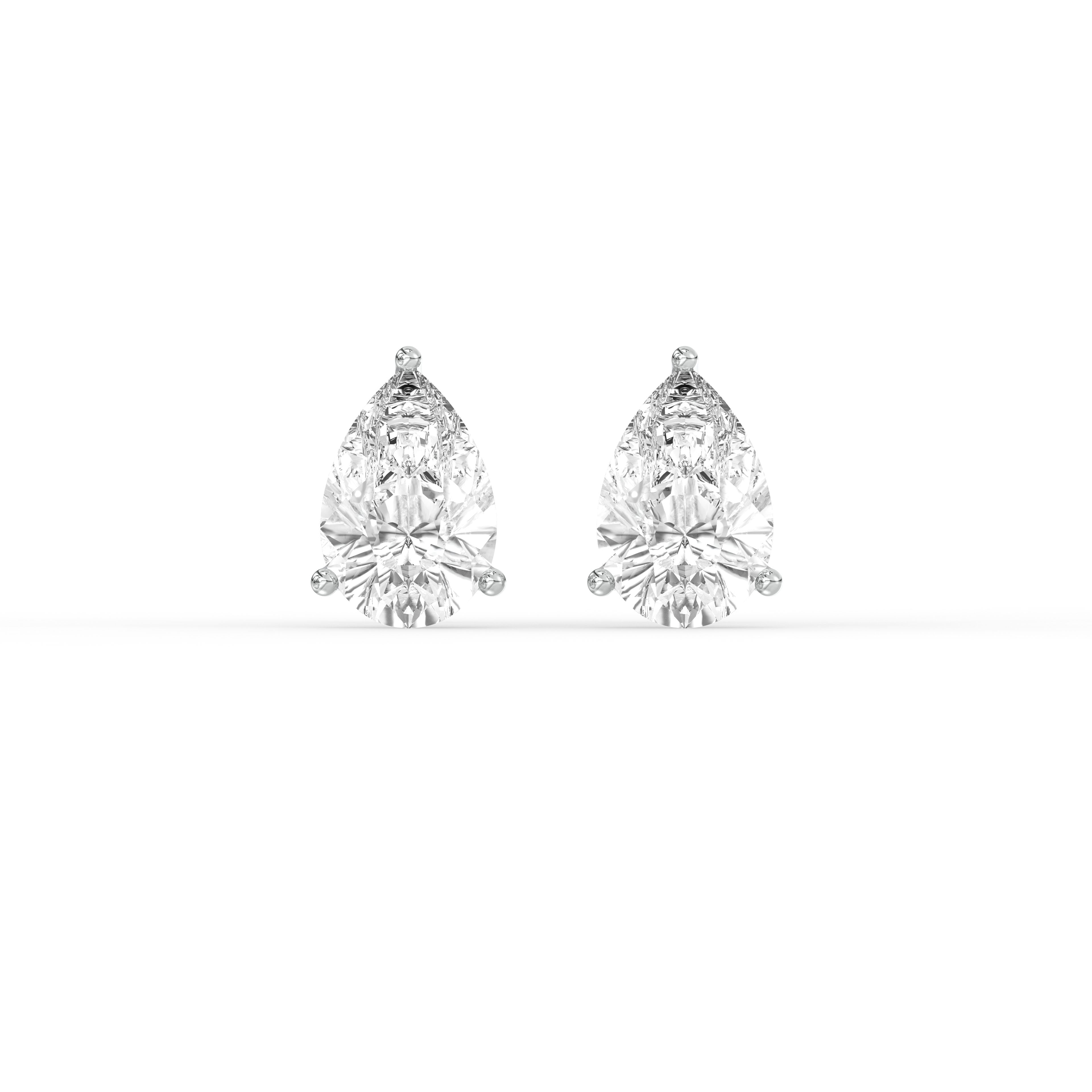 PEAR DIAMOND PLATINUM EAR STUDS - ( 1.88CT) showcasing elegant pear-shaped diamonds in a classic prong setting.