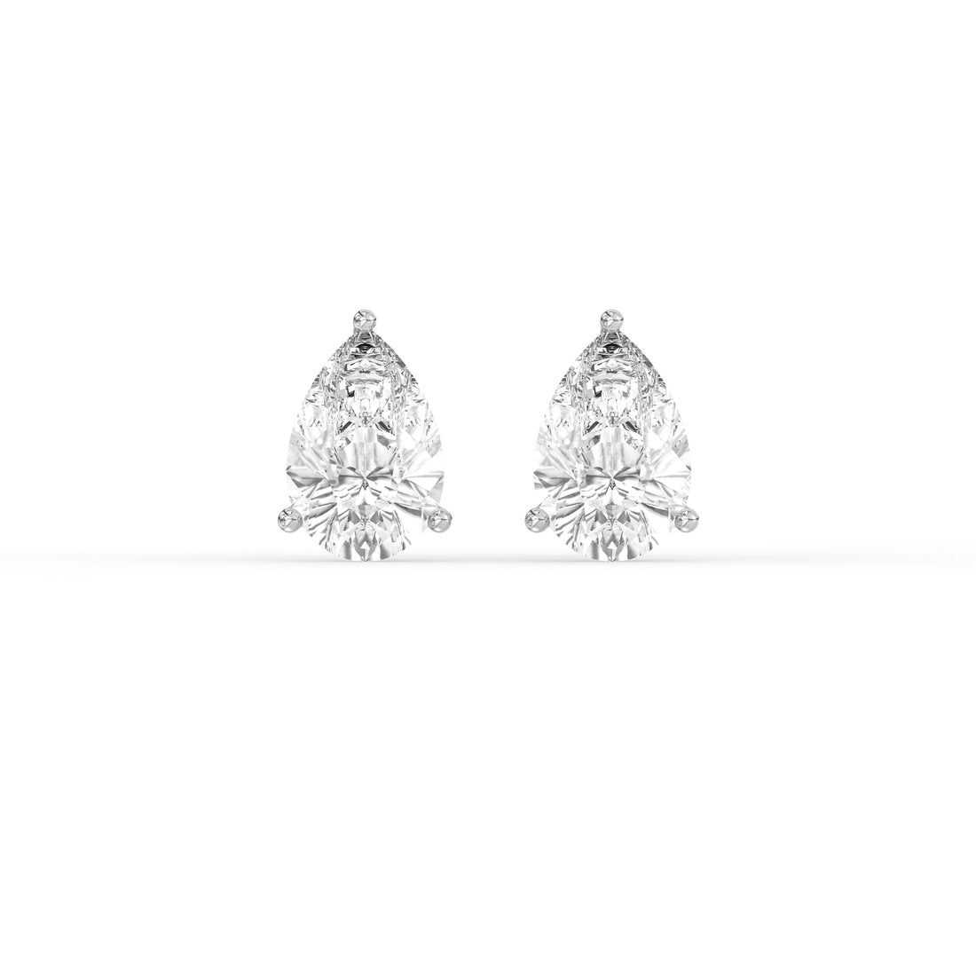 PEAR DIAMOND PLATINUM EAR STUDS - ( 1.88CT) showcasing elegant pear-shaped diamonds in a classic prong setting.