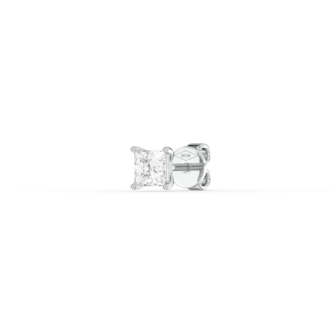 PRINCESS DIAMOND PLATINUM EAR STUDS - ( 0.7CT) showcasing a sparkling princess-cut diamond set in platinum.