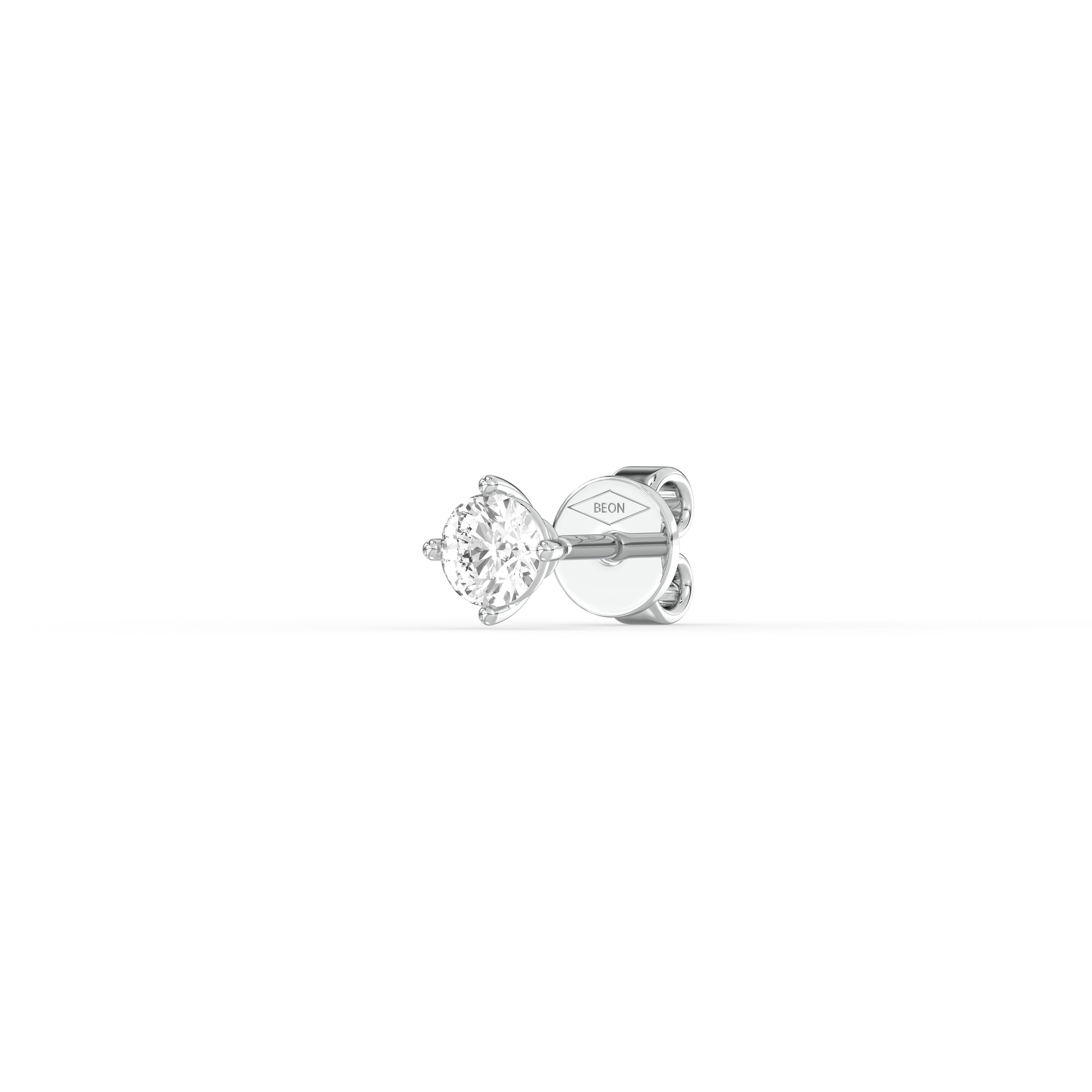 ROUND DIAMOND PLATINUM EAR STUDS - ( 1.02CT) showcasing a round diamond in a classic prong setting.