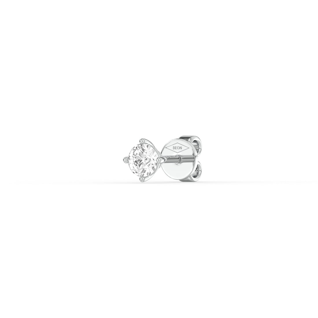 ROUND DIAMOND PLATINUM EAR STUDS - ( 1.02CT) showcasing a round diamond in a classic prong setting.