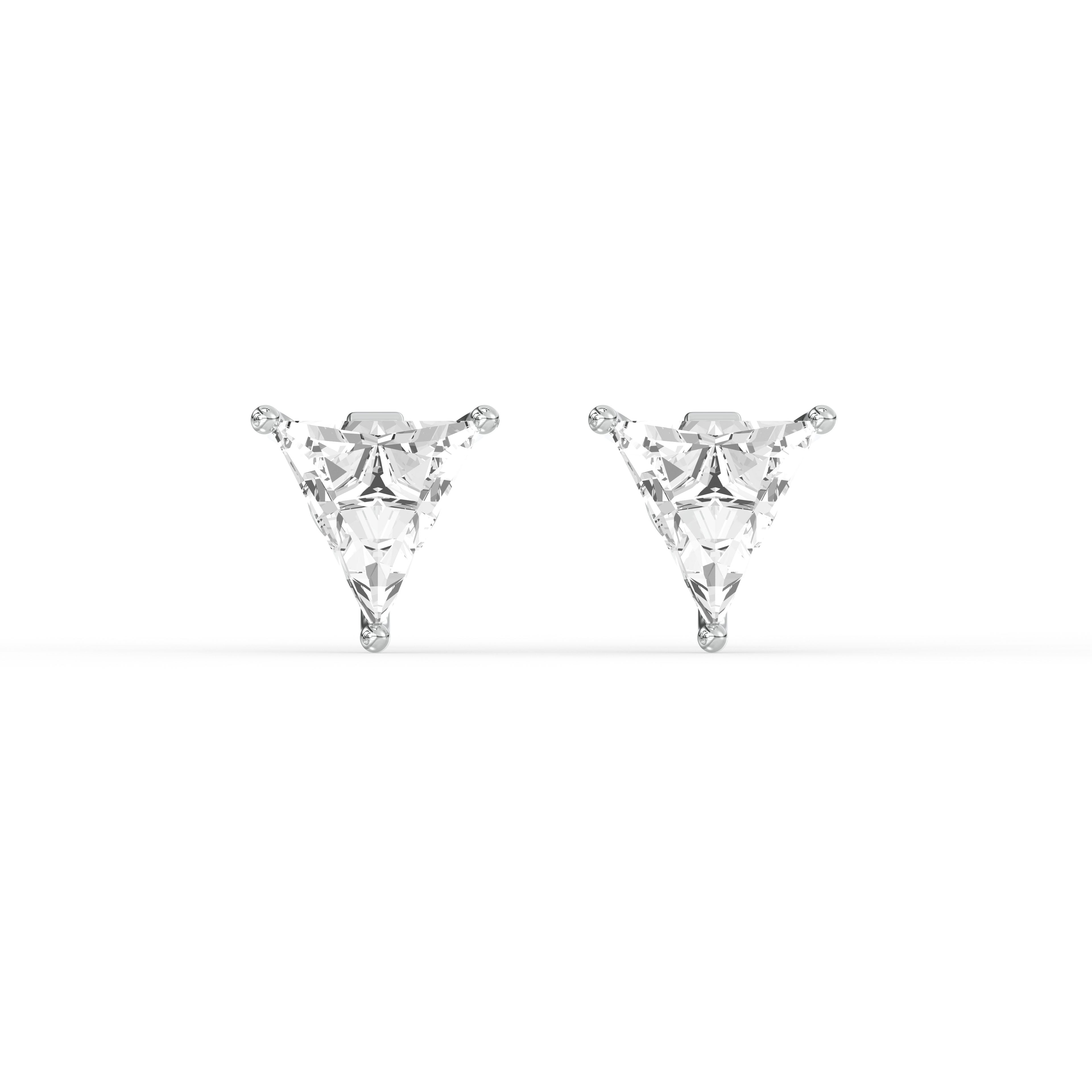 TRILLION DIAMOND PLATINUM EAR STUDS - ( 2.04CT) featuring a striking triangular silhouette.