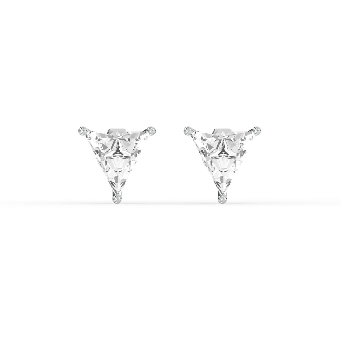 TRILLION DIAMOND PLATINUM EAR STUDS - ( 2.04CT) featuring a striking triangular silhouette.