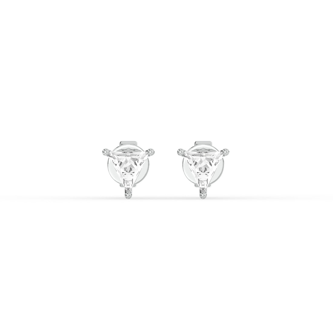 TRILLION DIAMOND PLATINUM EAR STUDS - ( 0.58CT) featuring a striking triangular silhouette with brilliant sparkle.