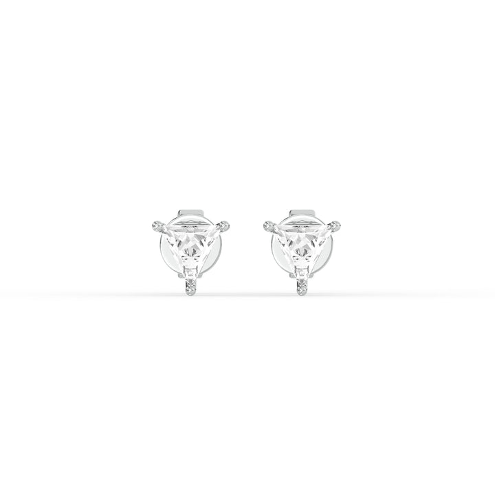 TRILLION DIAMOND PLATINUM EAR STUDS - ( 0.58CT) featuring a striking triangular silhouette with brilliant sparkle.