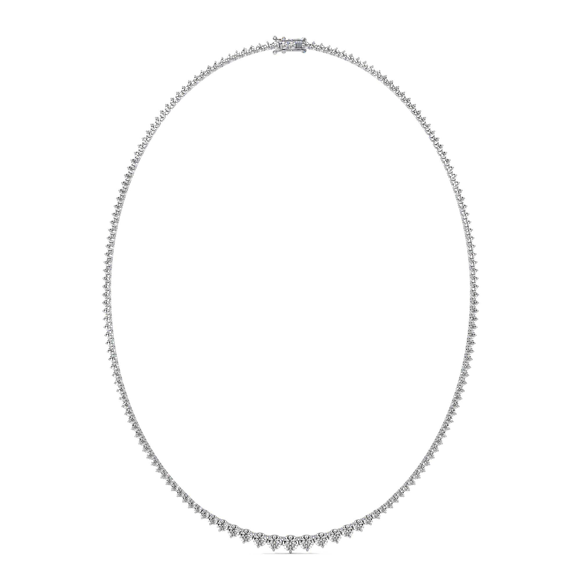 Tapered Trinity Round Diamond Tennis Necklace