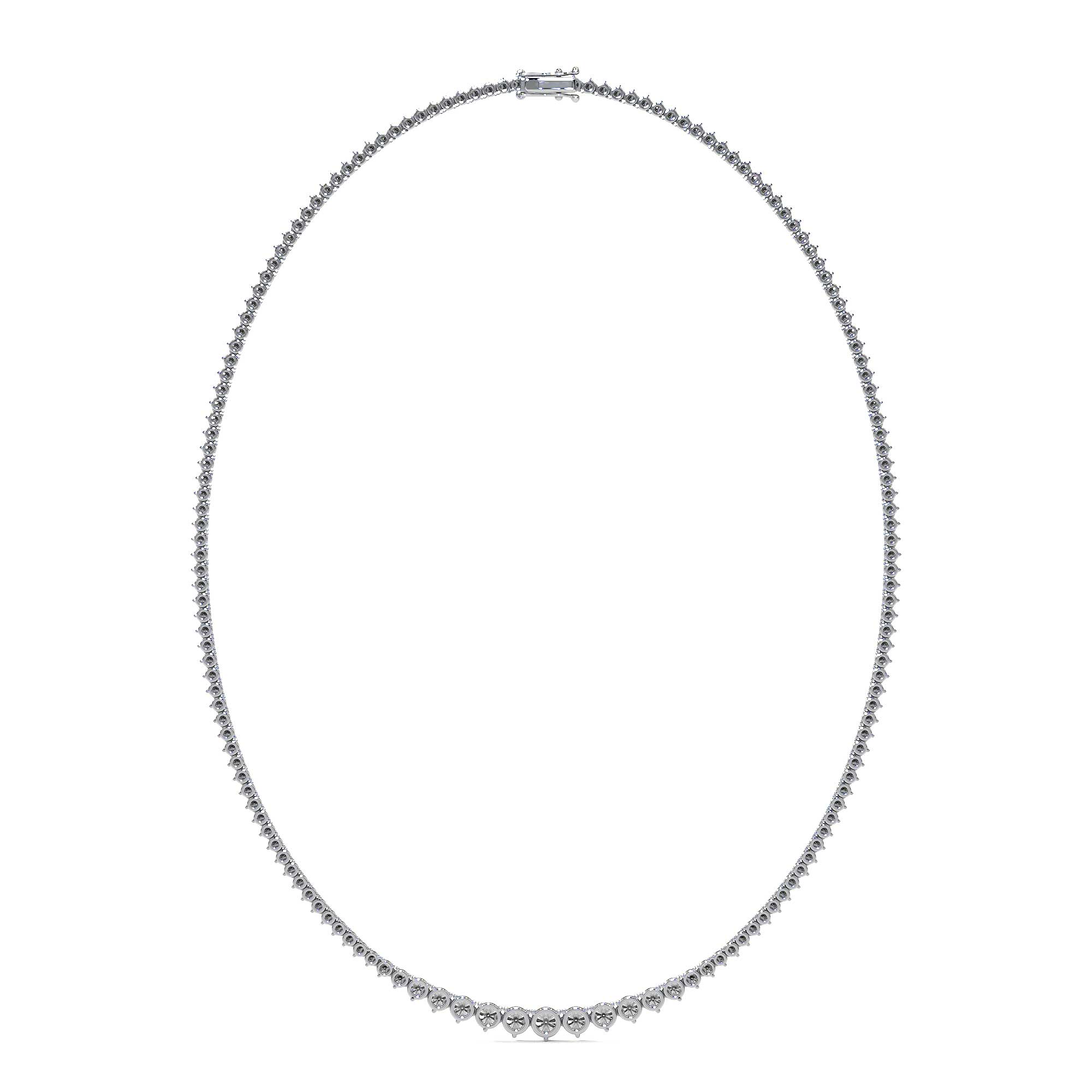 Tapered Trinity Round Diamond Tennis Necklace