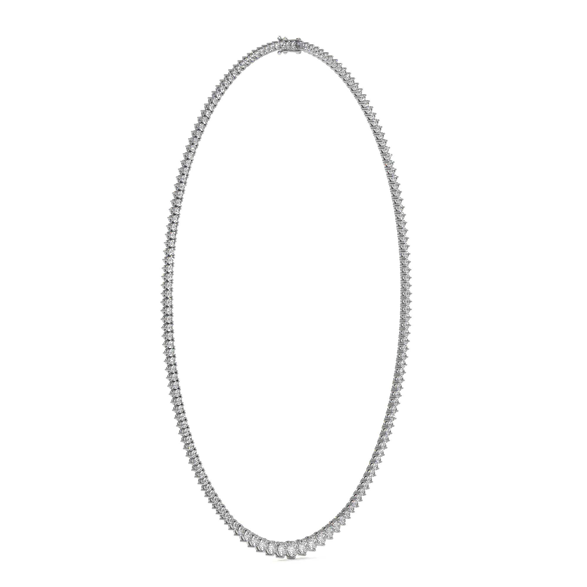 Tapered Trinity Round Diamond Tennis Necklace
