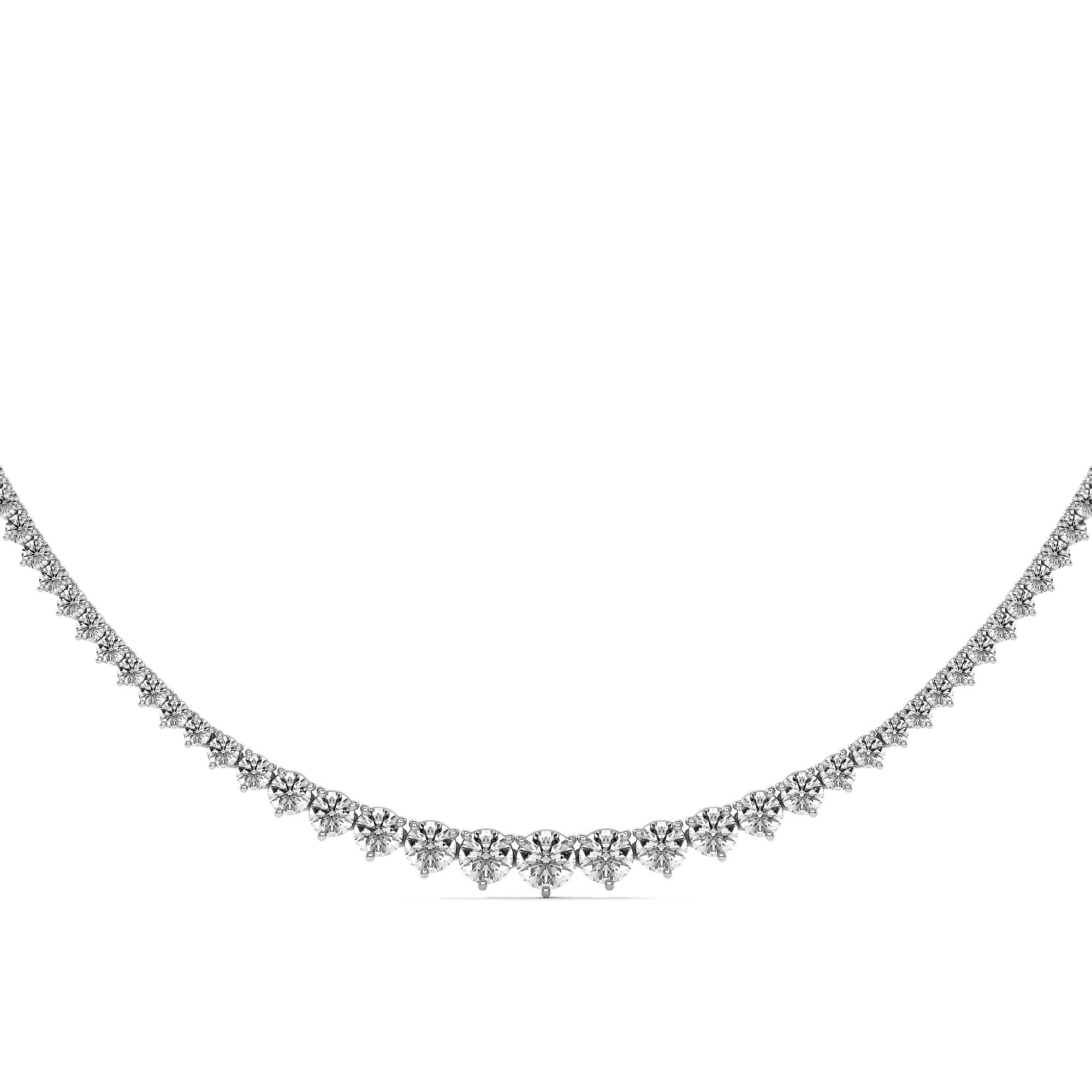 Tapered Trinity Round Diamond Tennis Necklace