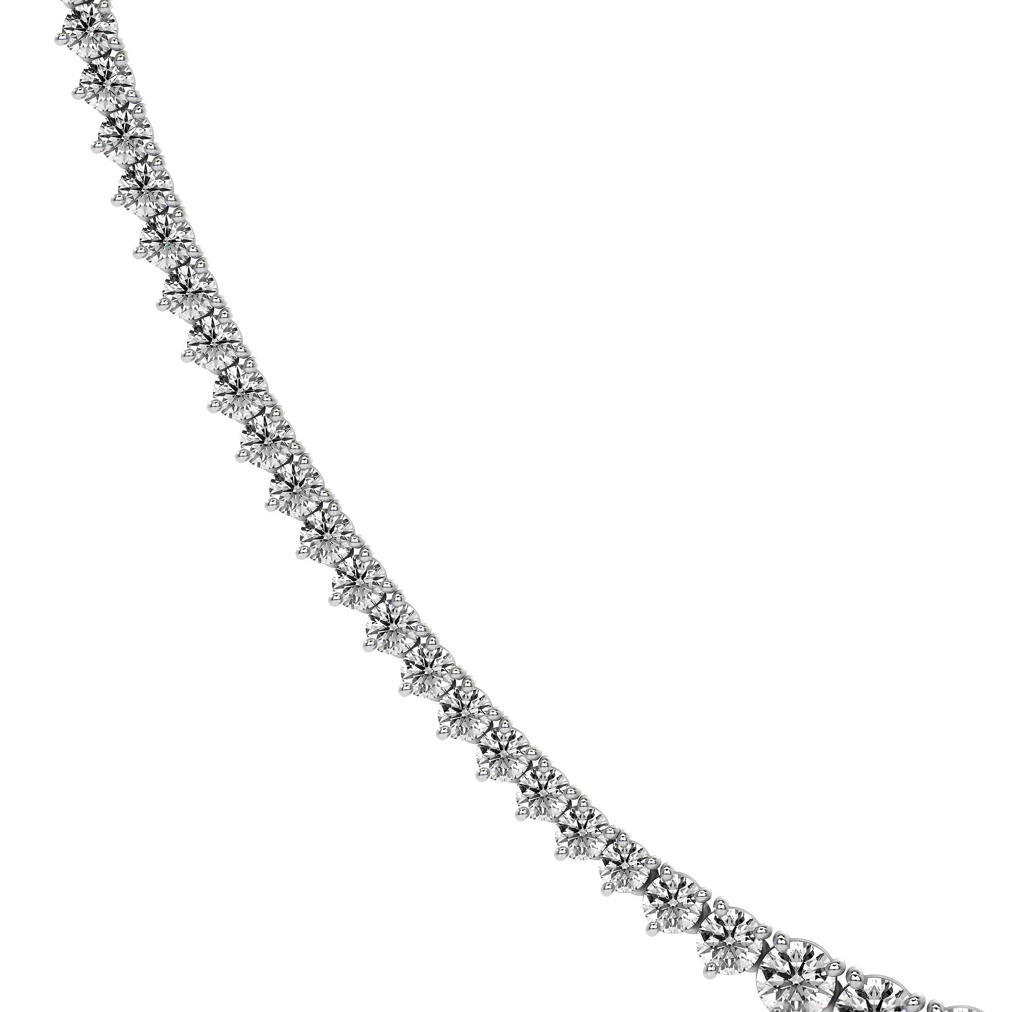 Tapered Trinity Round Diamond Tennis Necklace