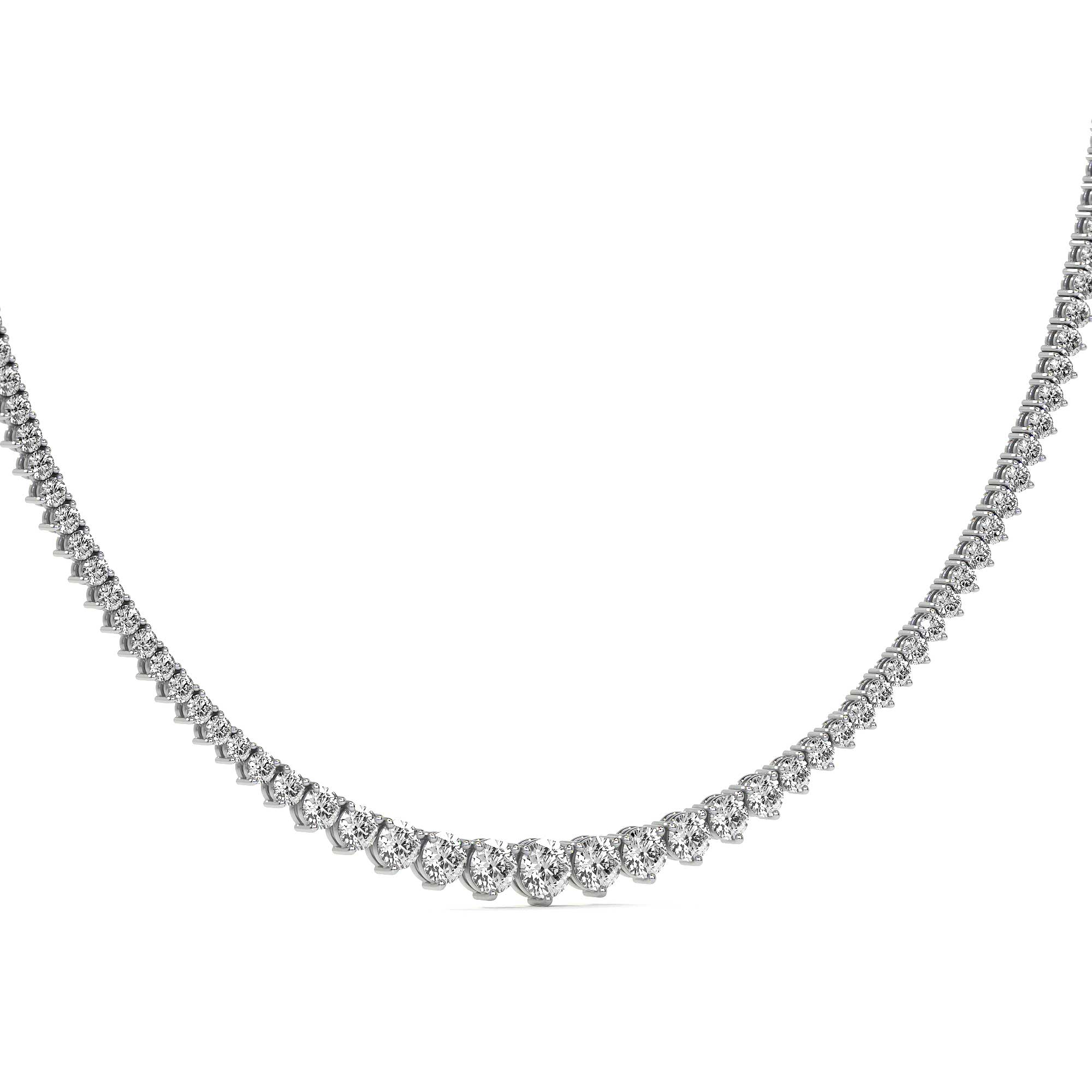 Tapered Trinity Round Diamond Tennis Necklace