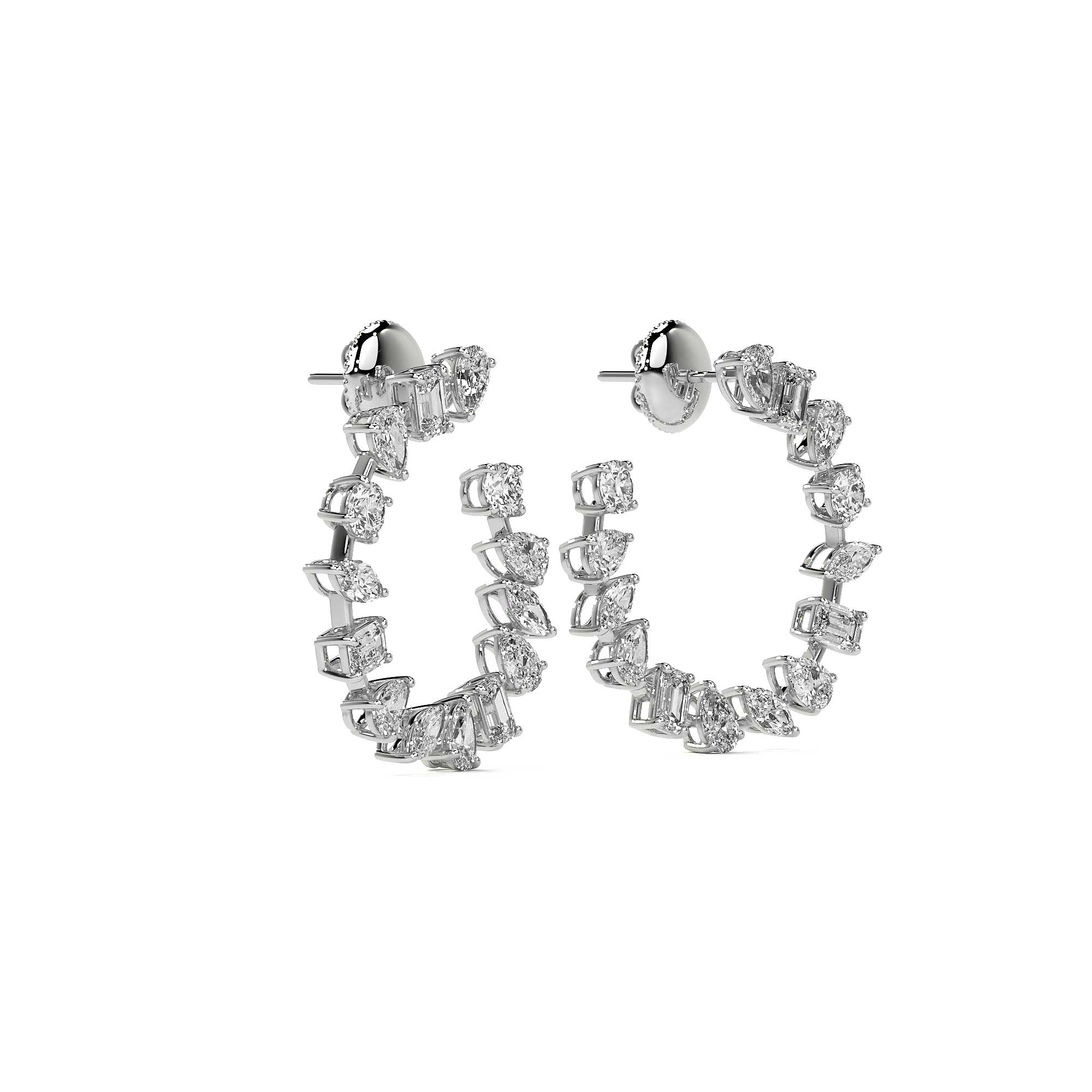 Fancy Diamond C-Hoop Stud Earrings