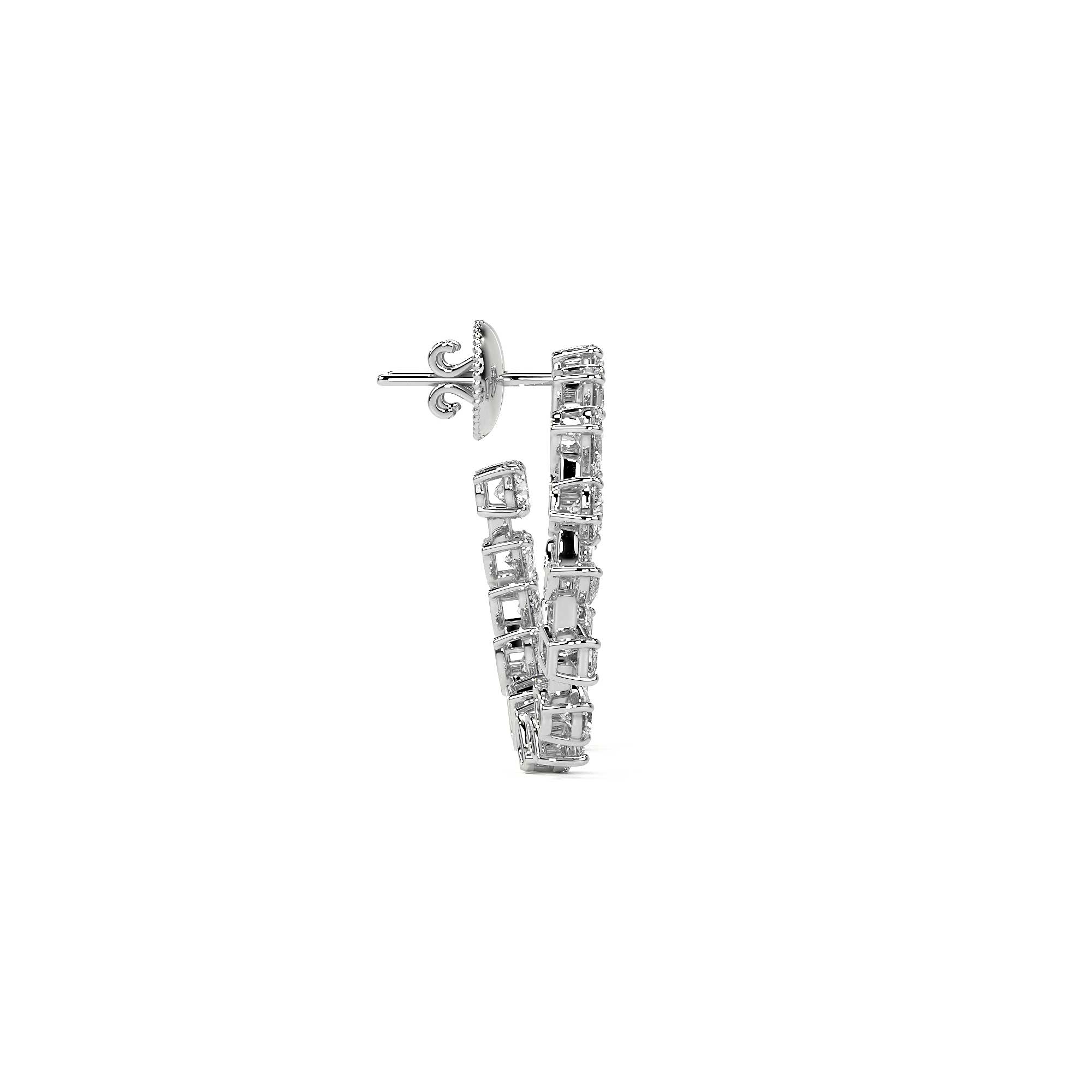 Fancy Diamond C-Hoop Stud Earrings