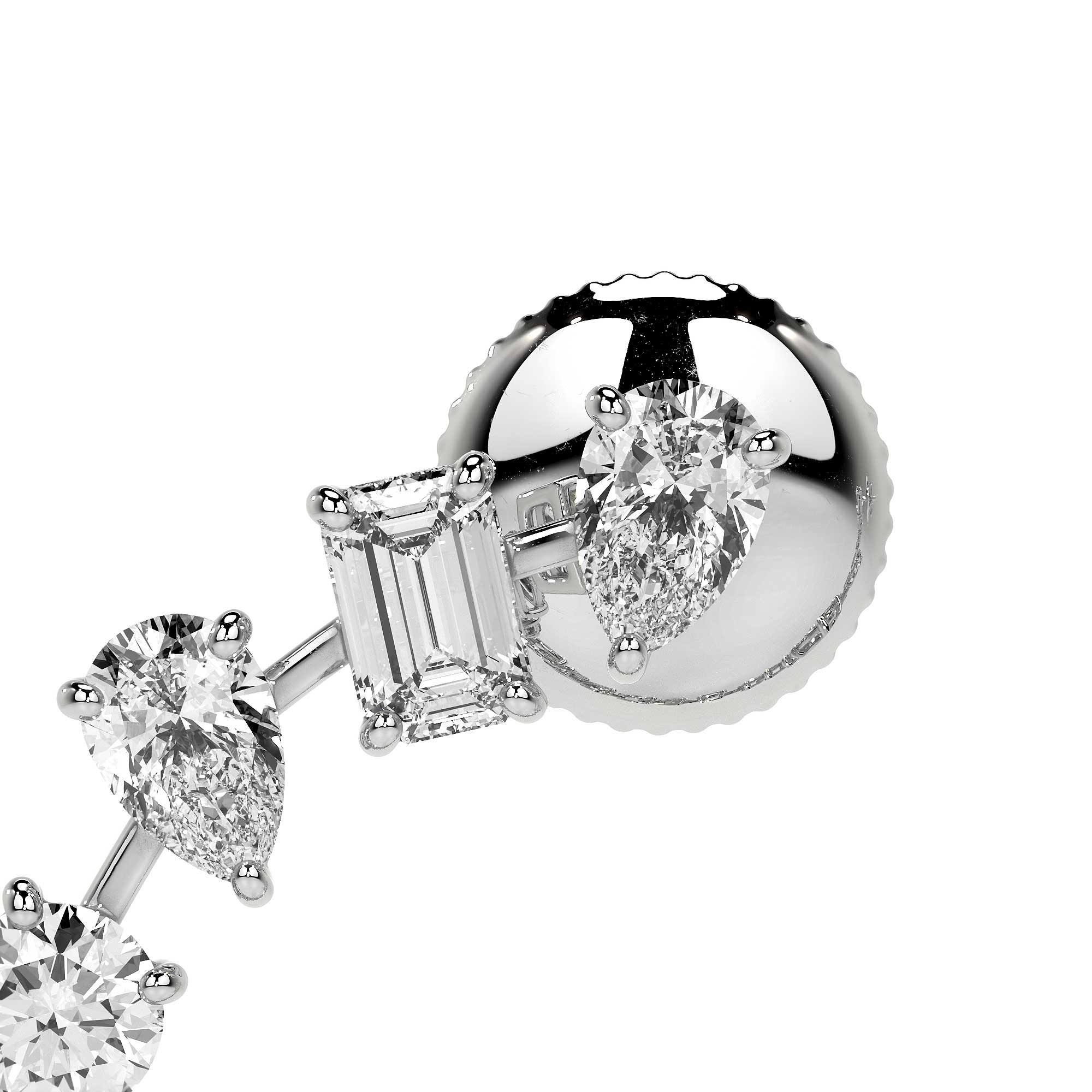 Fancy Diamond C-Hoop Stud Earrings