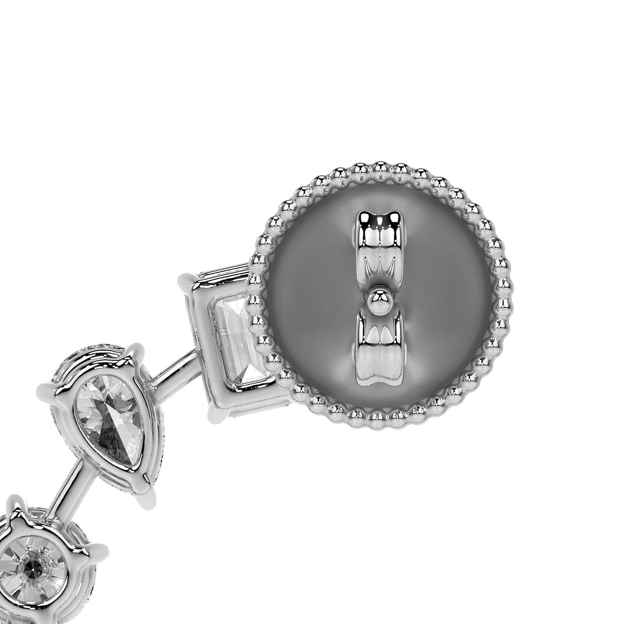 Fancy Diamond C-Hoop Stud Earrings