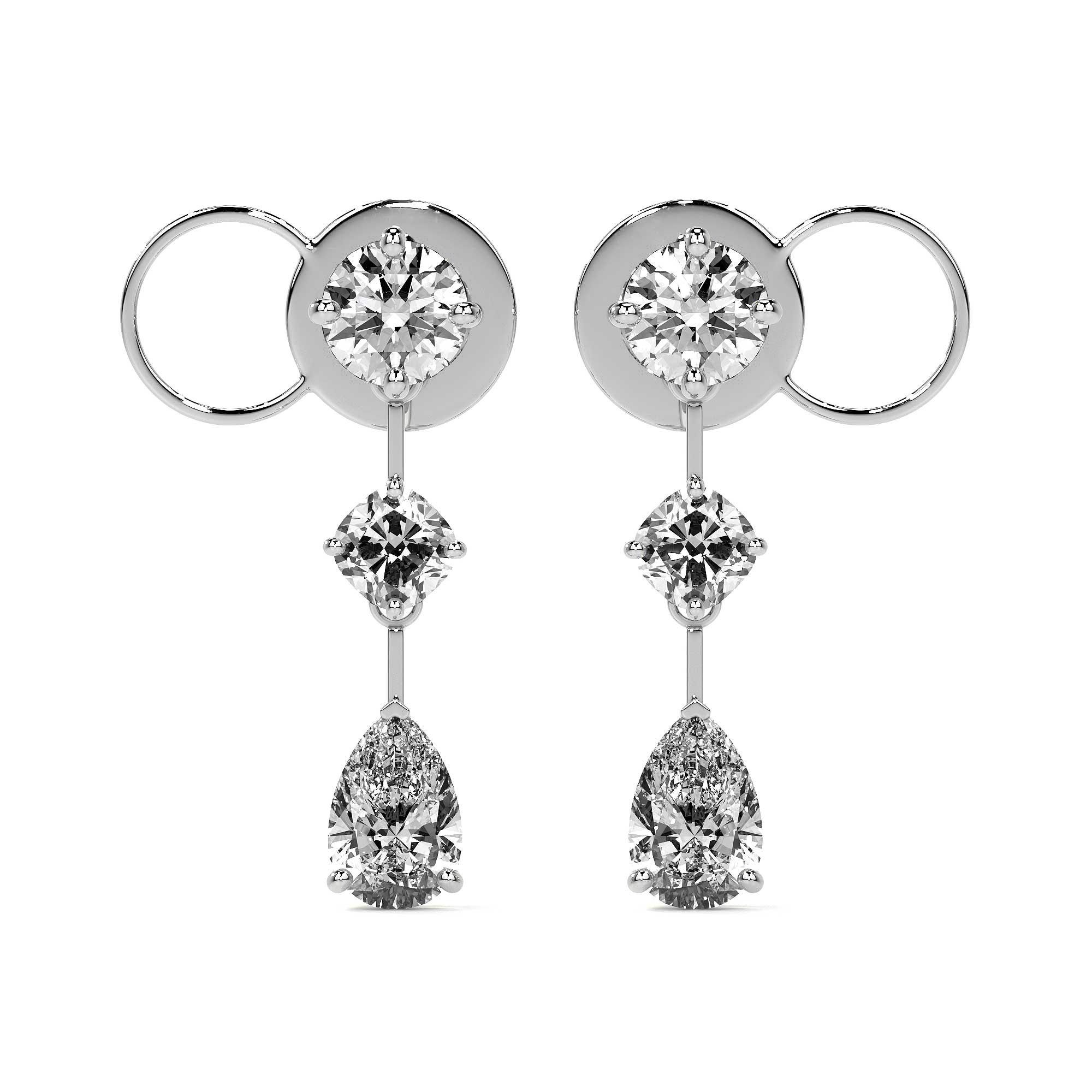 Fancy Diamond Drop Stud Earrings