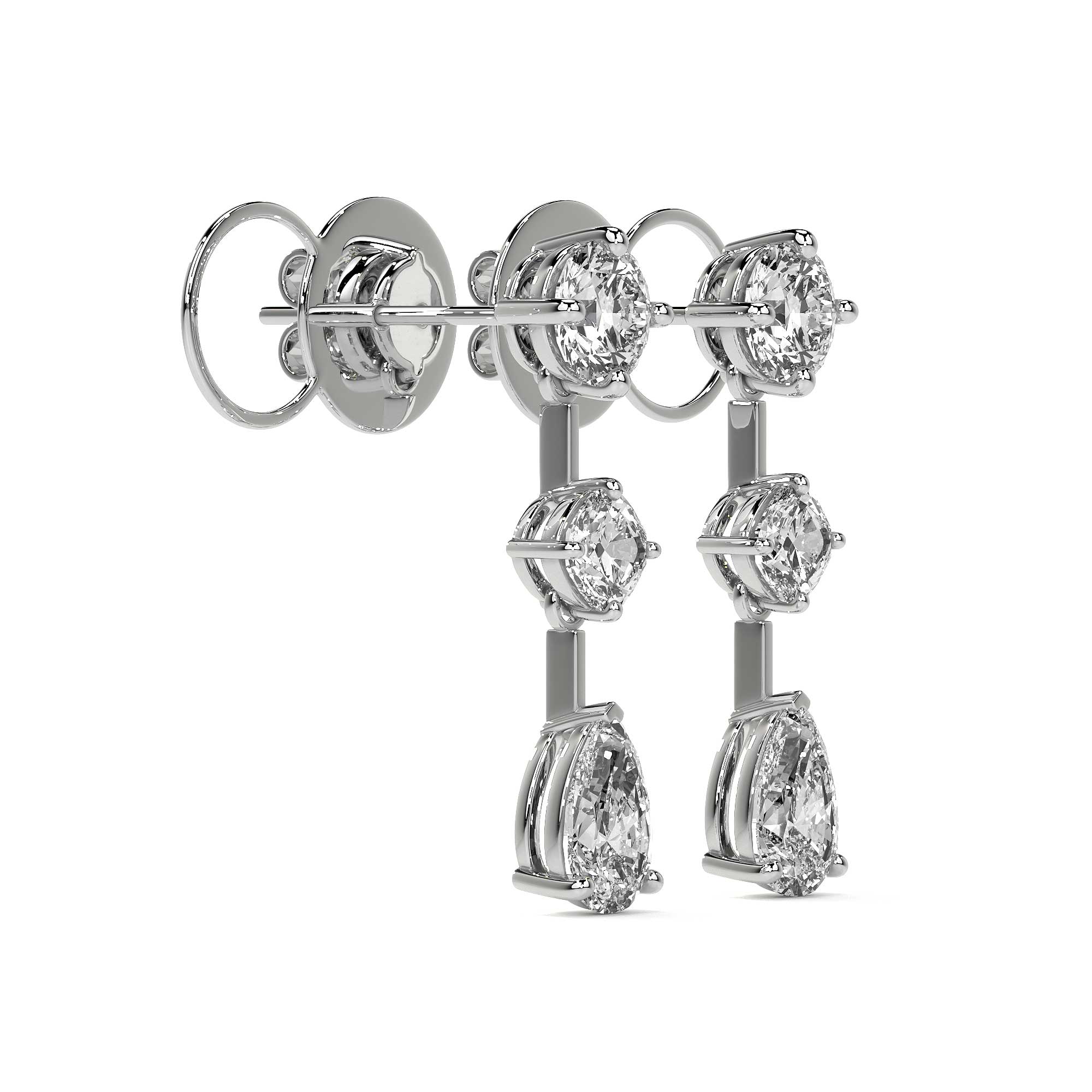 Fancy Diamond Drop Stud Earrings