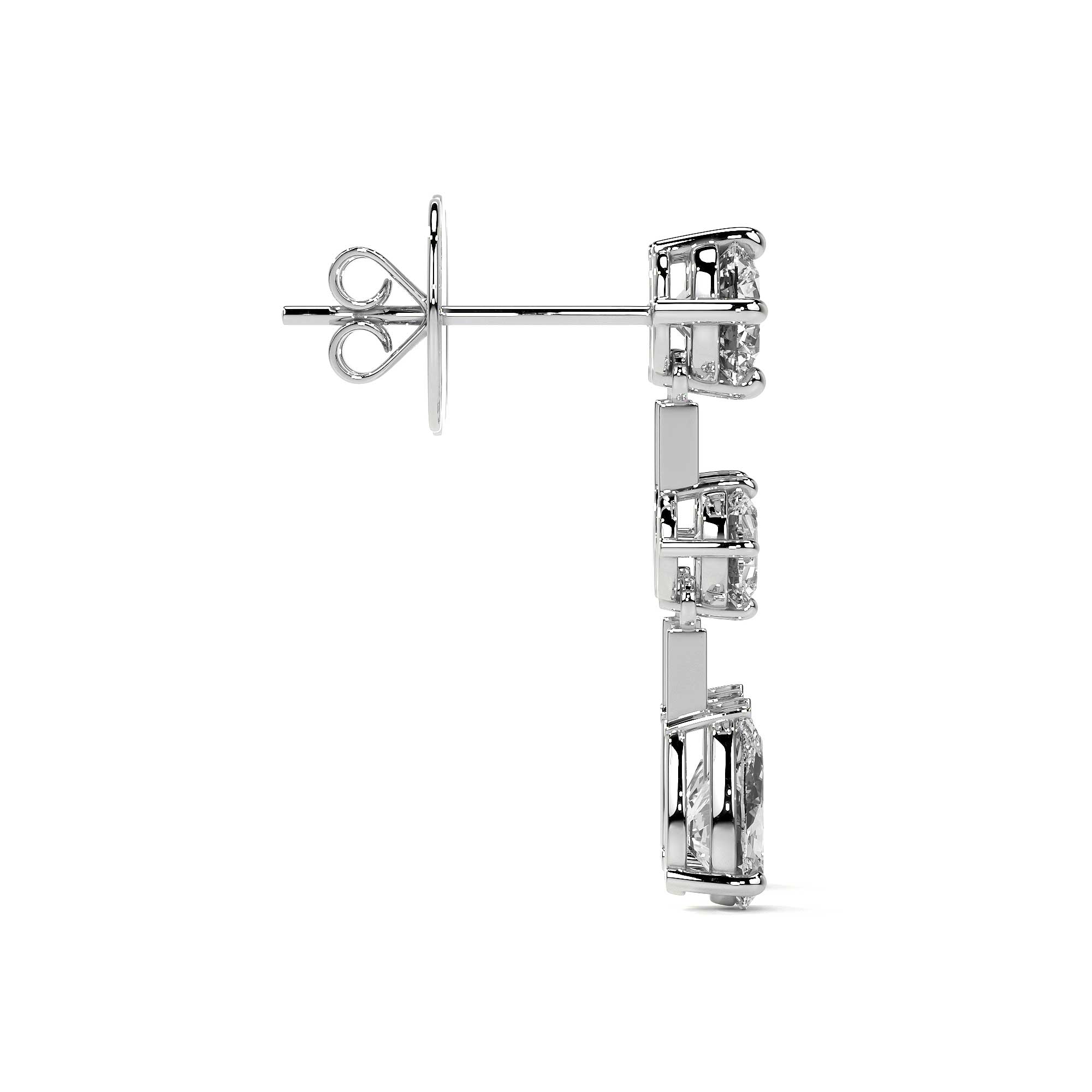 Fancy Diamond Drop Stud Earrings