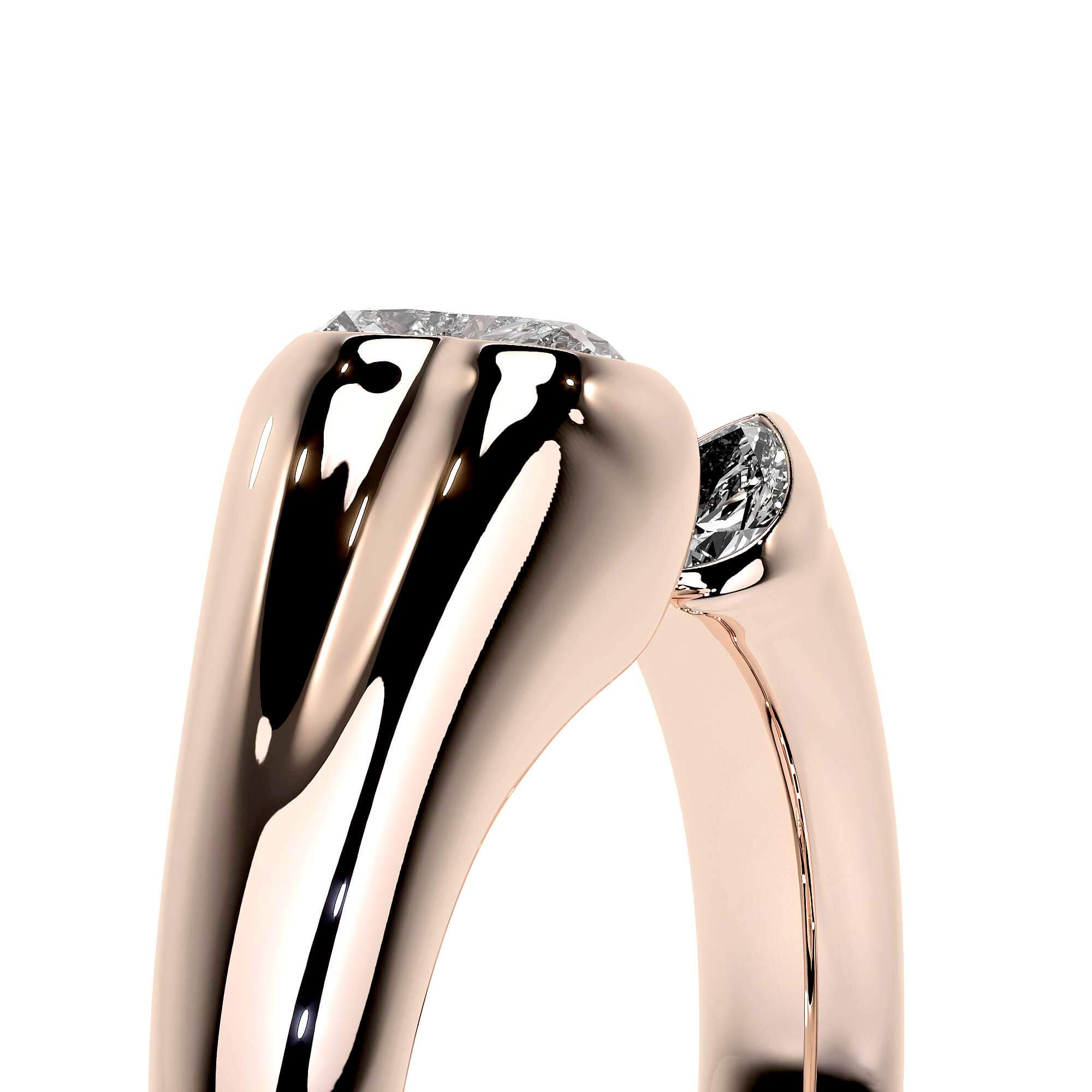 Sculpted Unity Ring showcasing a heart and pear-shaped diamond in a rose gold fluid band.