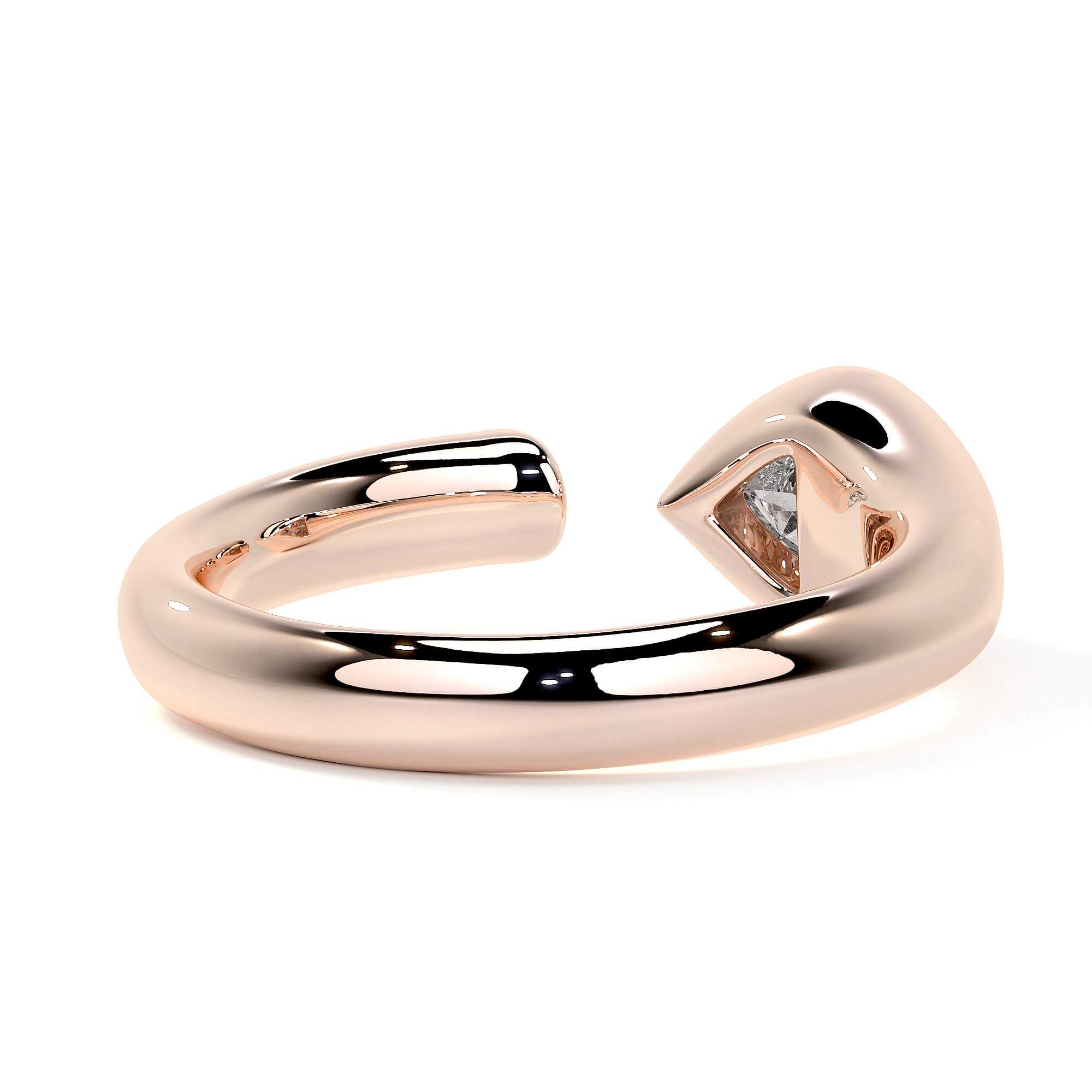 Sculpted Unity Ring in rose gold features a heart and pear-shaped diamond with a fluid wraparound design.