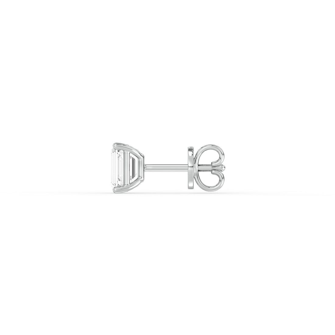 EMERALD DIAMOND PLATINUM EAR STUDS - ( 0.66CT) showcasing elegant prong setting and contemporary design.