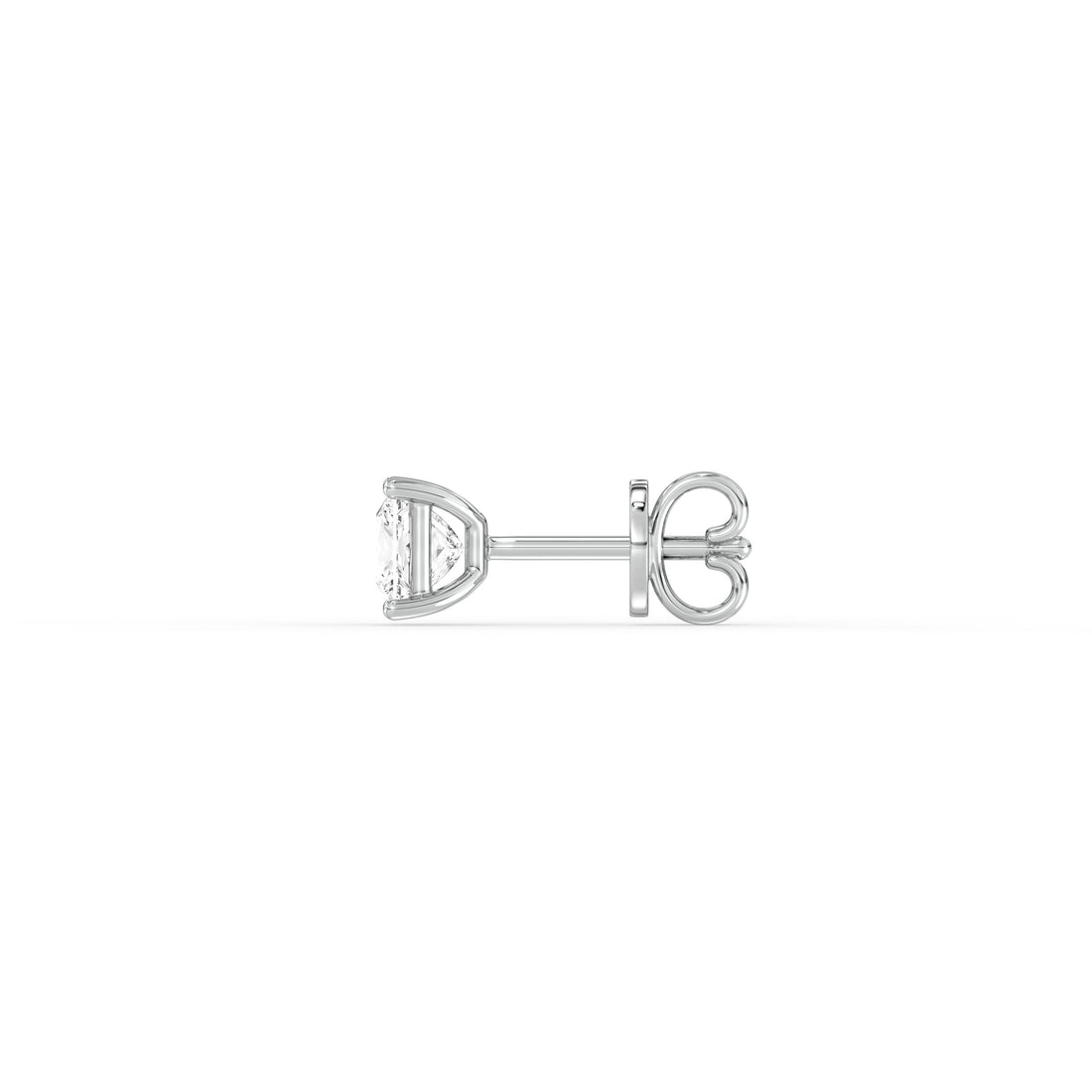 PRINCESS DIAMOND PLATINUM EAR STUDS - ( 0.7CT) side view showcasing the elegant design and diamond brilliance.