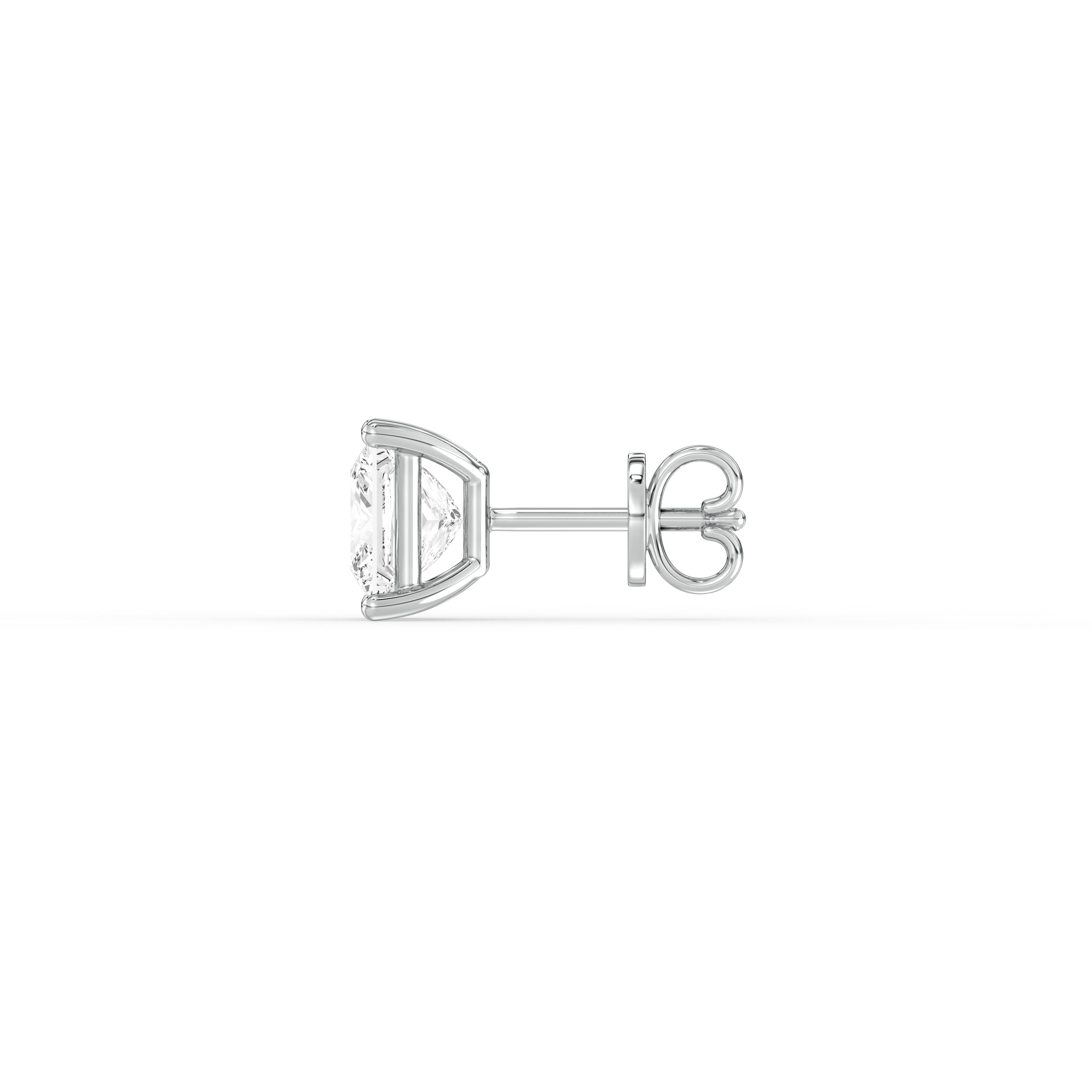 PRINCESS DIAMOND PLATINUM EAR STUDS - ( 1.04CT) showcasing the brilliance of a princess-cut diamond in platinum.