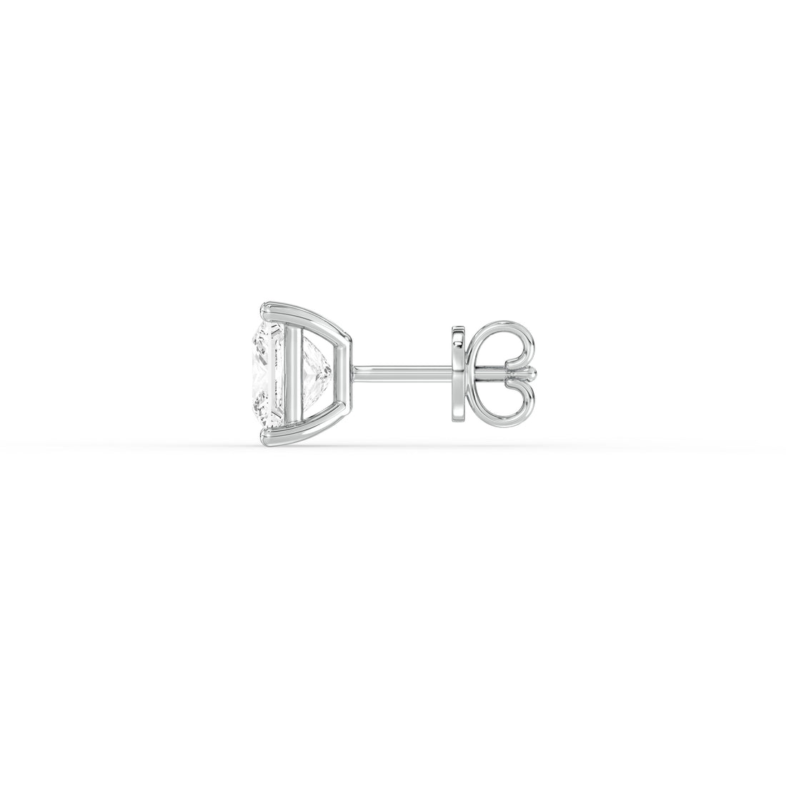 PRINCESS DIAMOND PLATINUM EAR STUDS - ( 1.04CT) showcasing the brilliance of a princess-cut diamond in platinum.