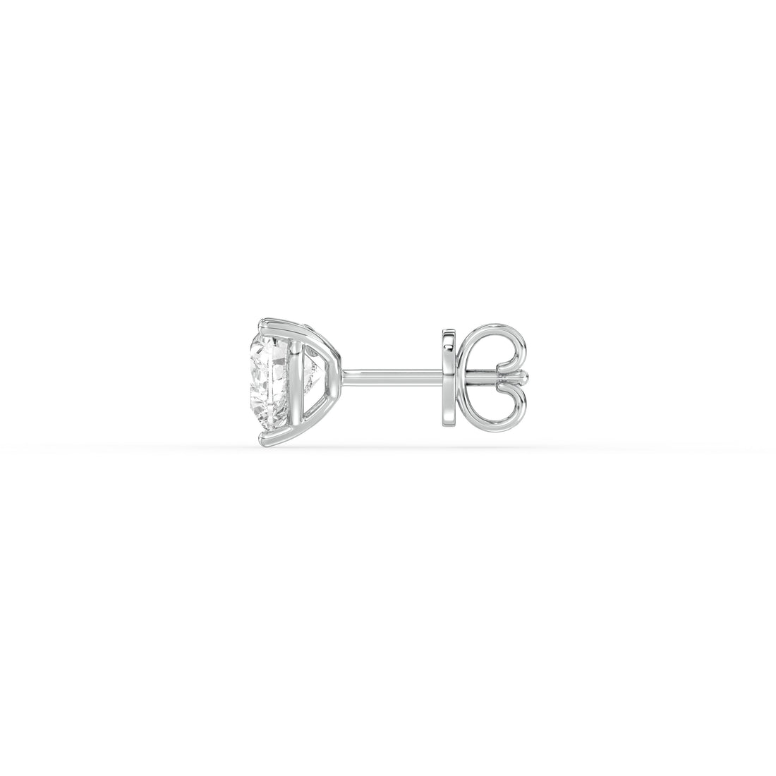 HEART DIAMOND PLATINUM EAR STUDS - ( 1CT) showcasing heart-shaped diamond in a sleek platinum setting.