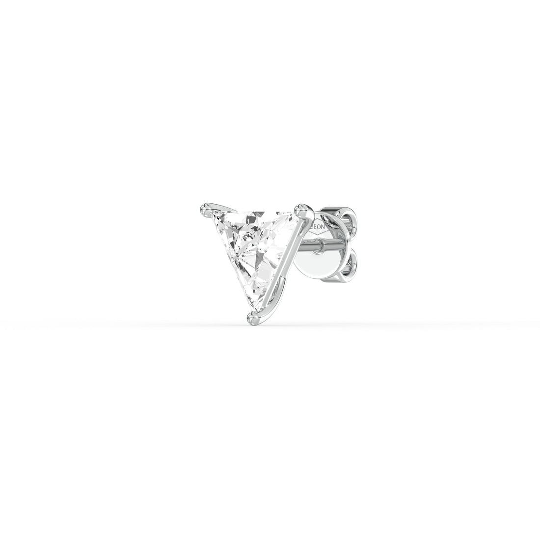 TRILLION DIAMOND PLATINUM EAR STUDS - ( 2.04CT) showcasing a triangular diamond in platinum setting.