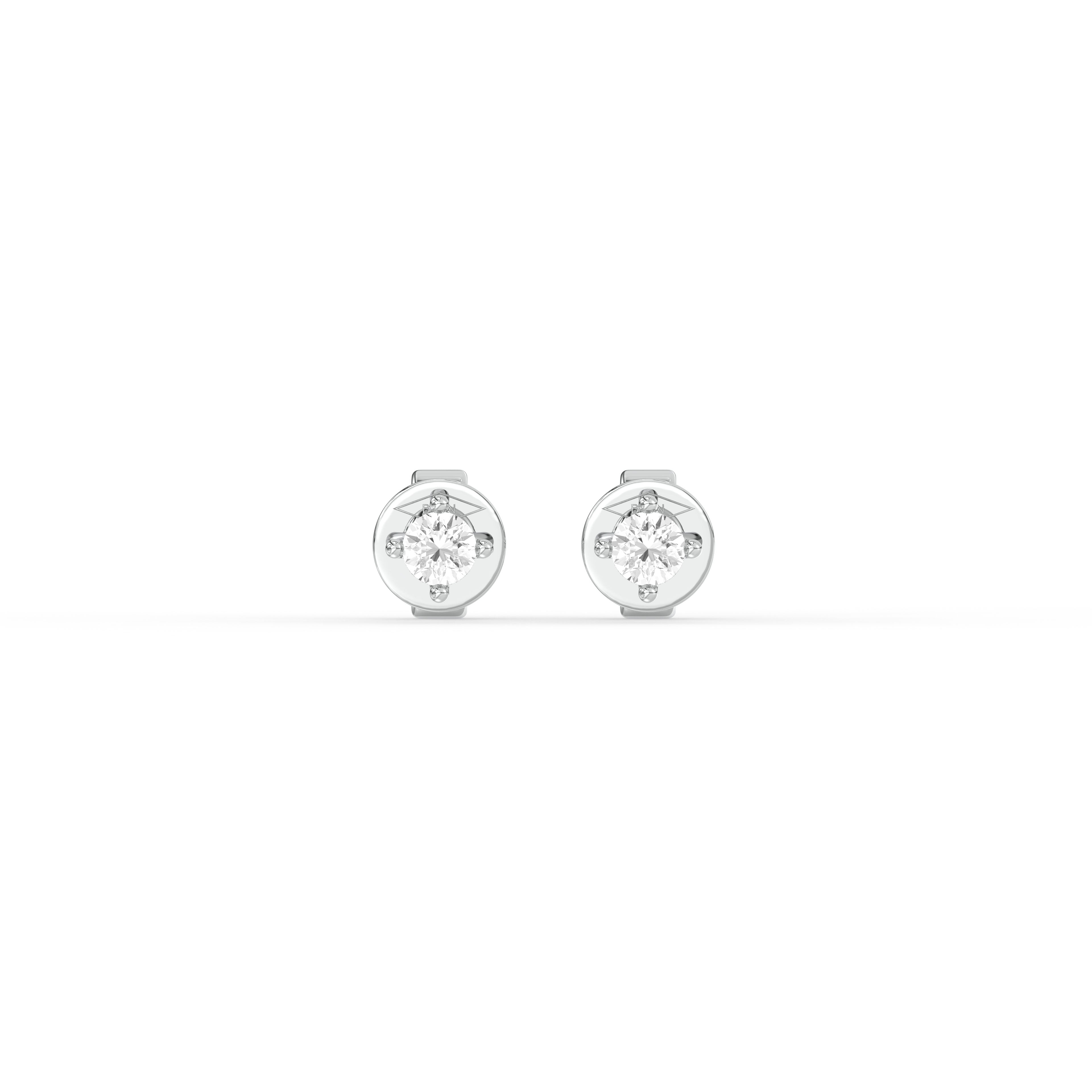 ROUND DIAMOND PLATINUM EAR STUDS - ( 0.34CT) featuring round brilliant diamonds in a classic prong setting.