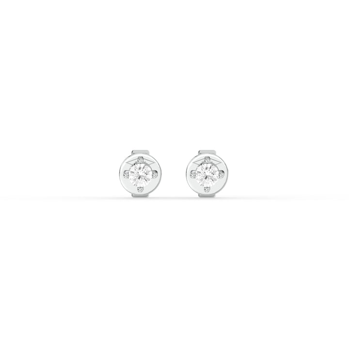 ROUND DIAMOND PLATINUM EAR STUDS - ( 0.34CT) featuring round brilliant diamonds in a classic prong setting.