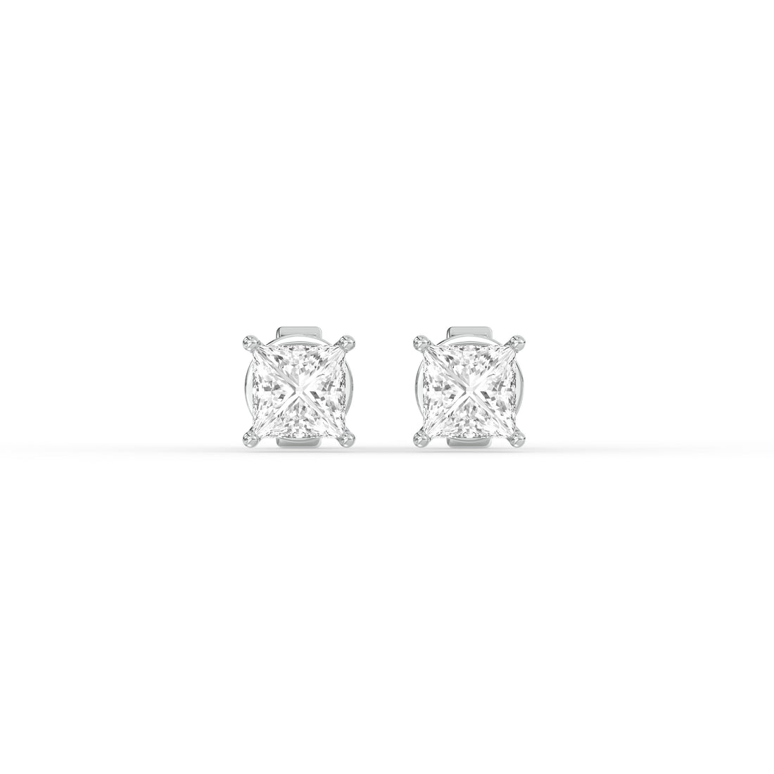 PRINCESS DIAMOND PLATINUM EAR STUDS - ( 0.7CT) featuring exquisite princess-cut diamonds in platinum.