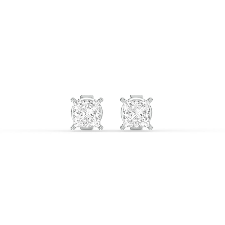 PRINCESS DIAMOND PLATINUM EAR STUDS - ( 0.7CT) featuring exquisite princess-cut diamonds in platinum.