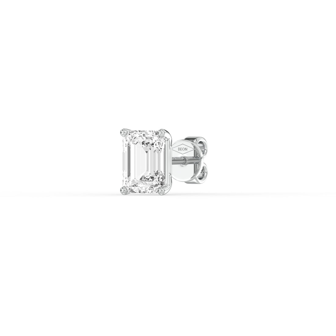 EMERALD DIAMOND PLATINUM EAR STUDS - ( 2.06CT) featuring a stunning emerald-cut diamond in platinum setting.